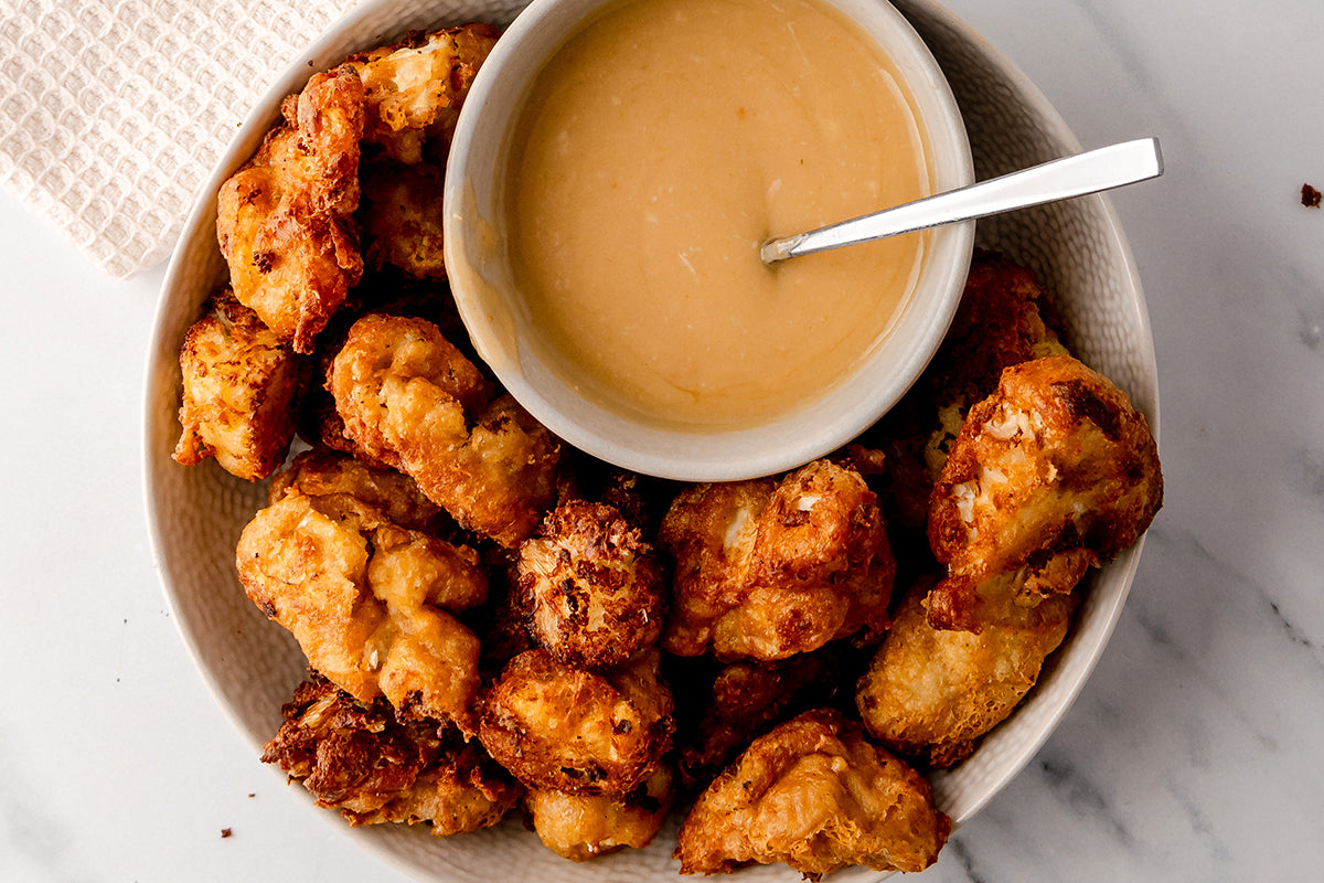 Crispy Cauliflower Bites with Peanut Butter Aioli