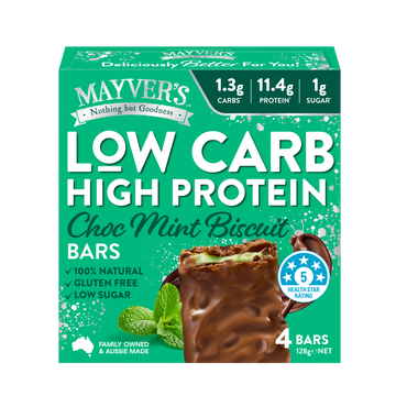 Mayver's Low Carb High Protein Choc Mint Biscuit Bars 4pk
