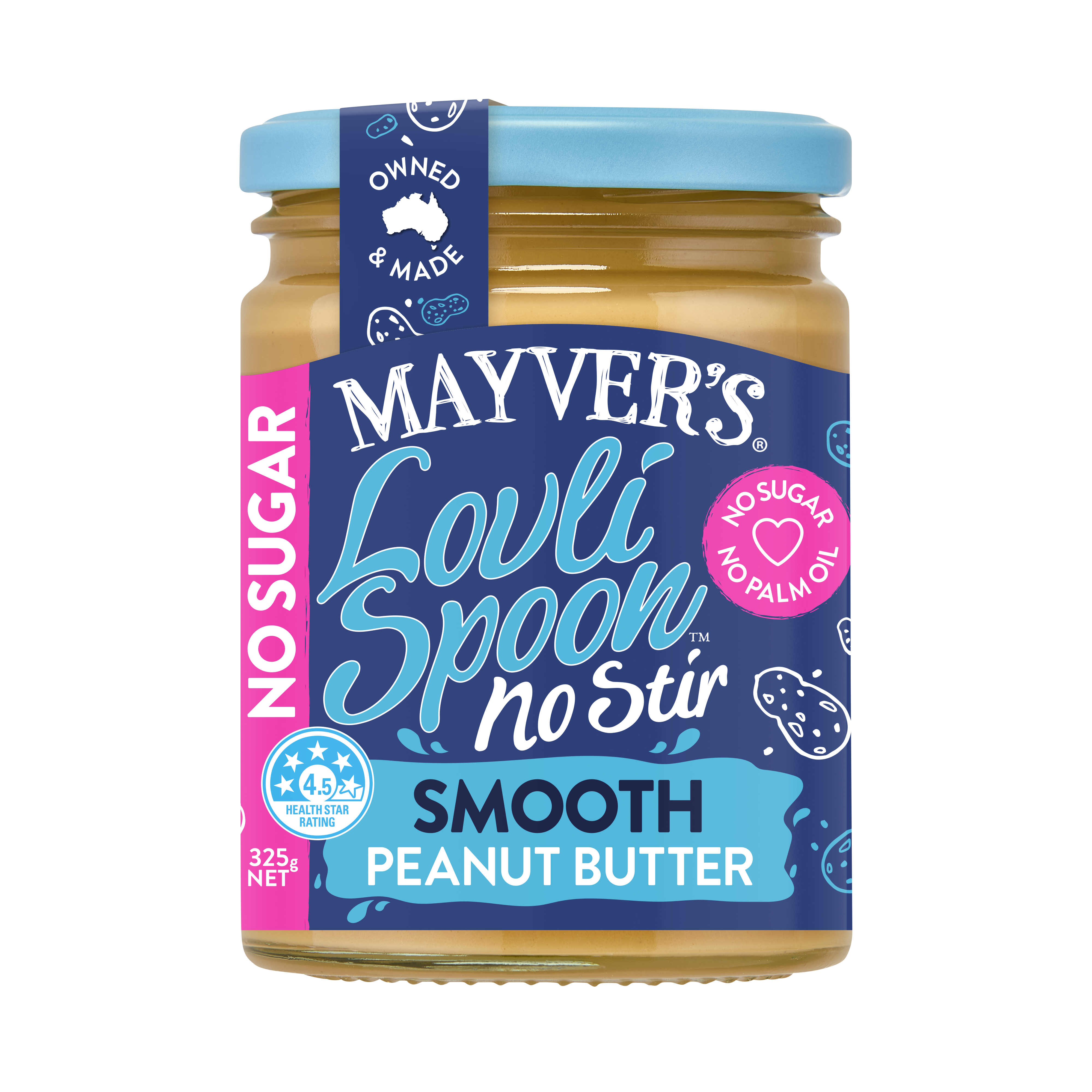 LOVLI SPOON NO SUGAR SMOOTH PEANUT BUTTER 325g