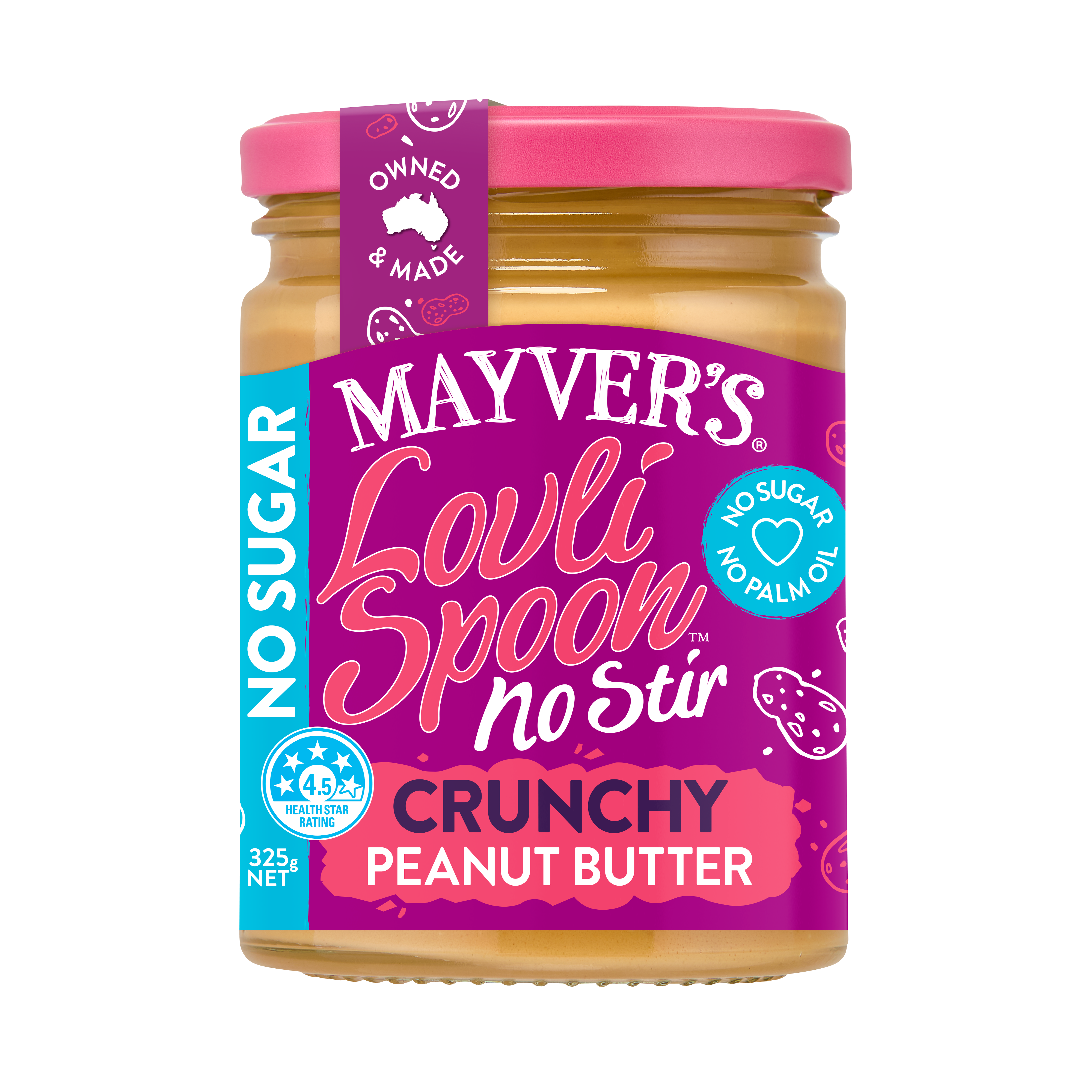 LOVLI SPOON NO SUGAR CRUNCHY PEANUT BUTTER 325g
