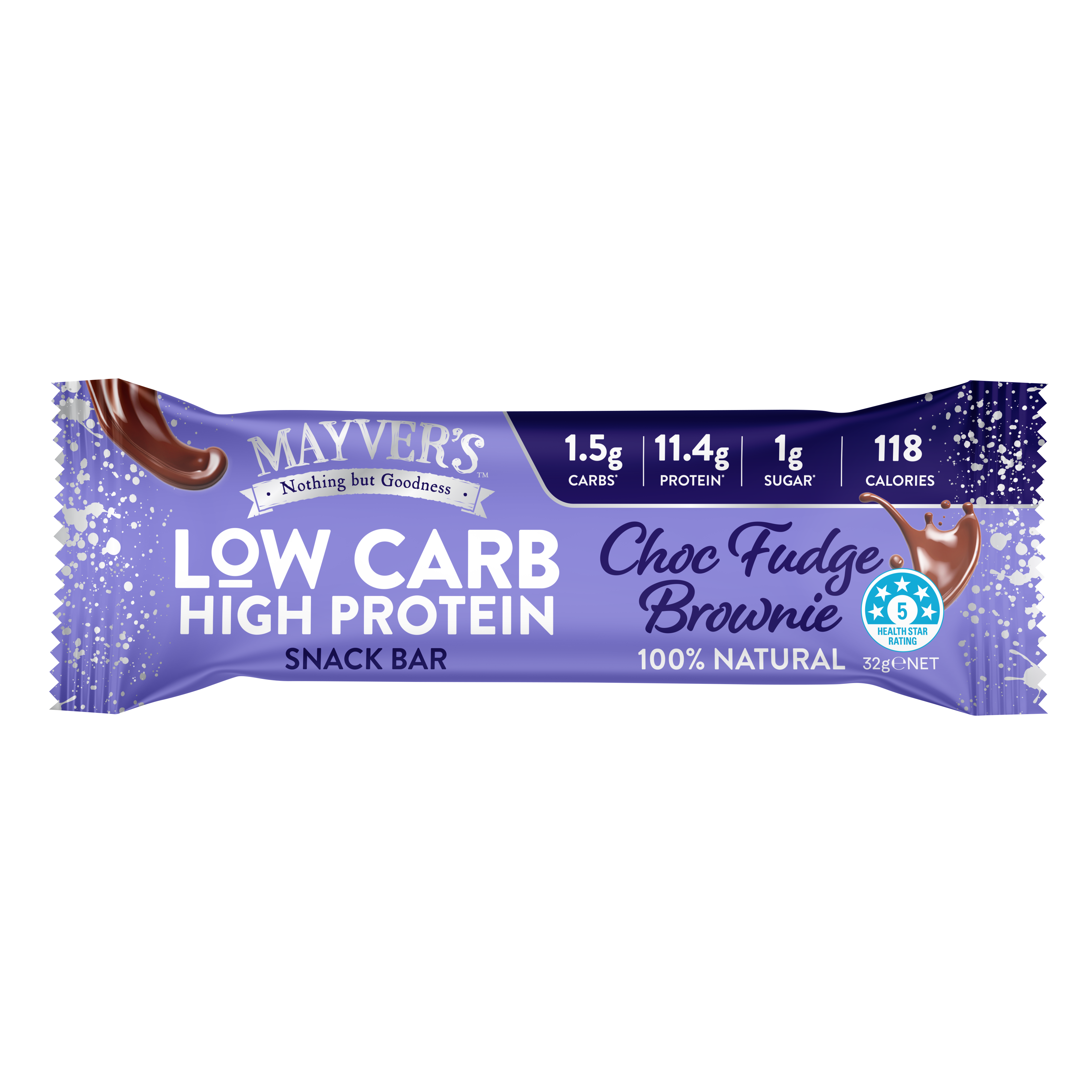 Mayver's Low Carb High Protein Choc Fudge Brownie Bars 4pk