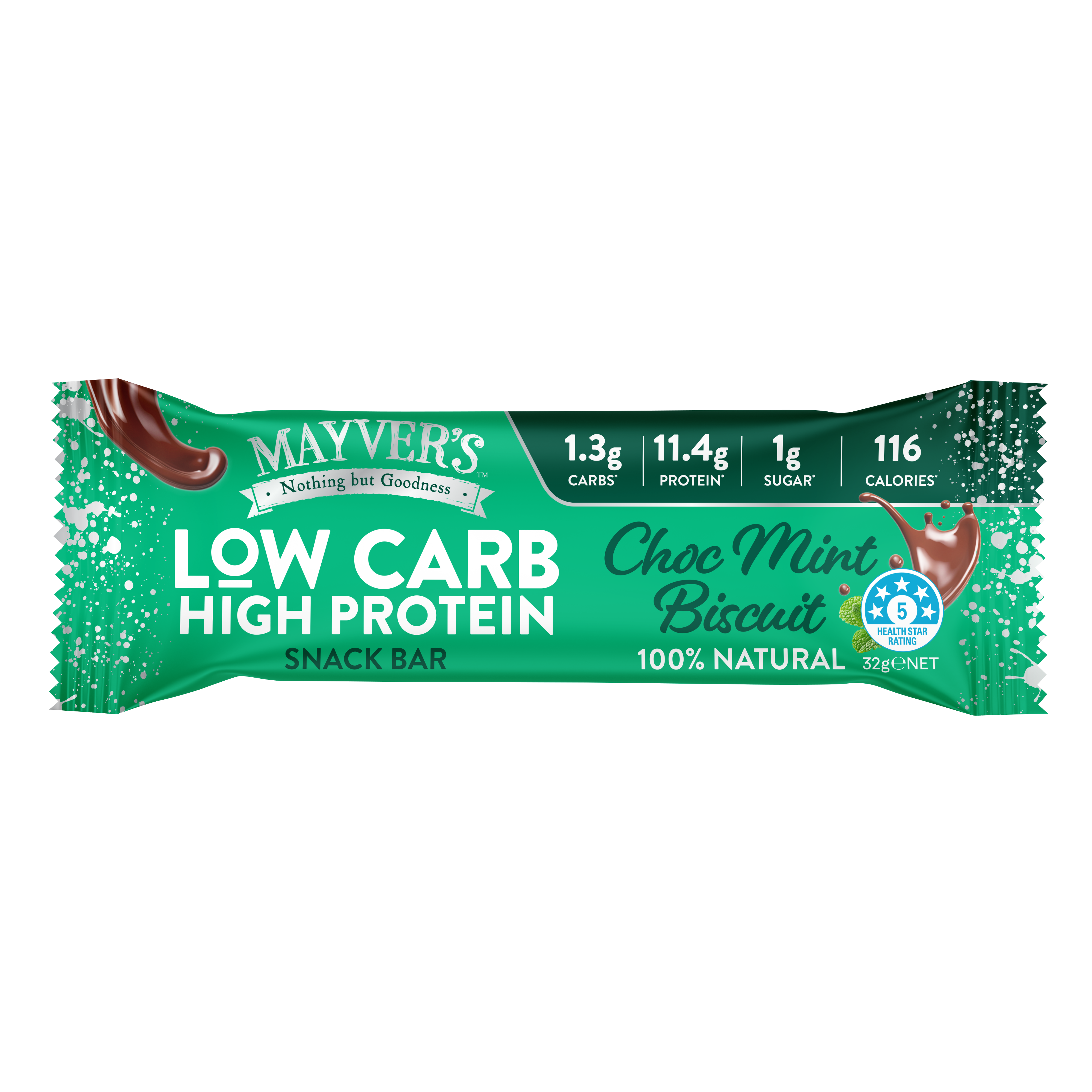Mayver's Low Carb High Protein Choc Mint Biscuit Bars 4pk
