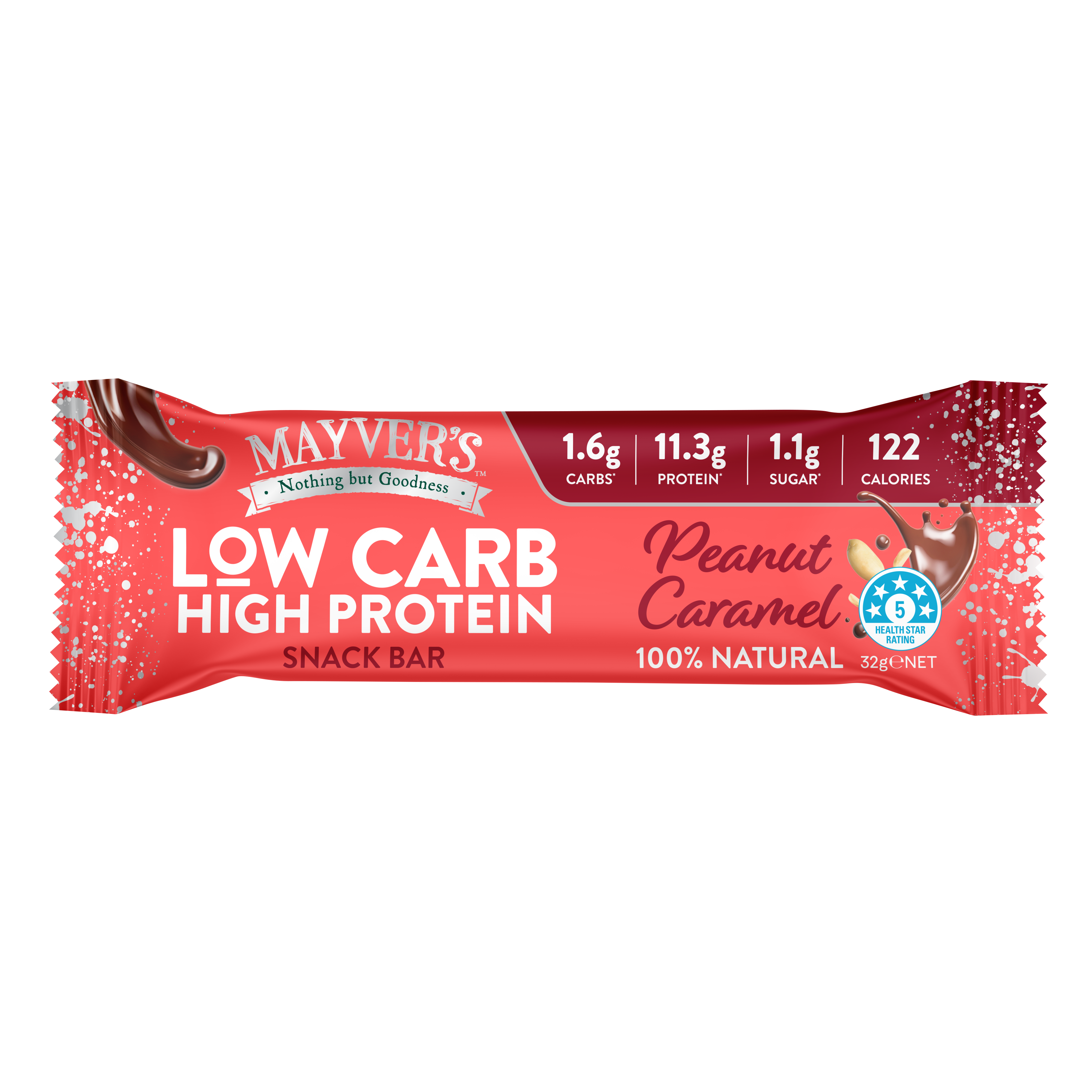 Mayver's Low Carb High Protein Peanut Caramel Bars 4pk
