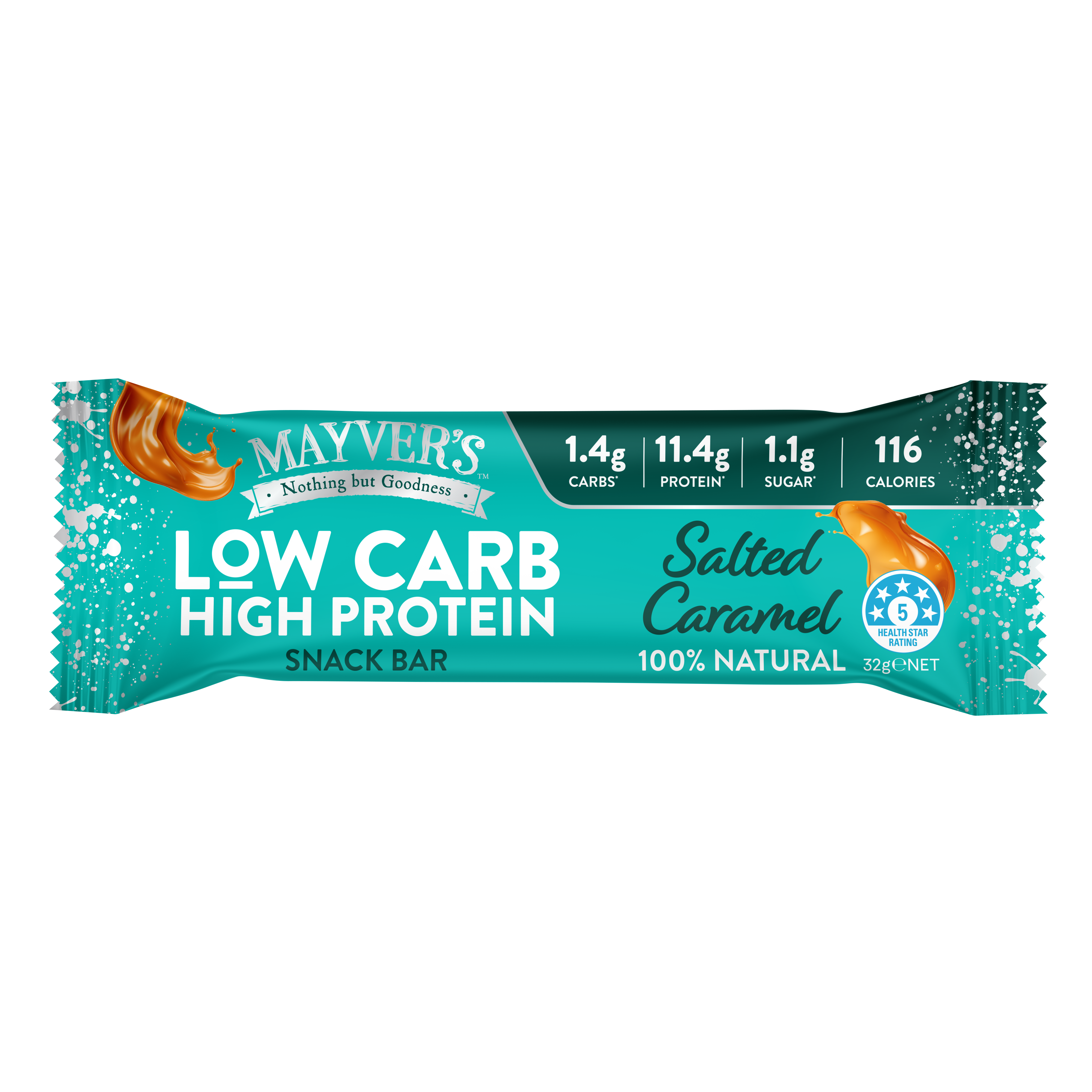 Mayver’s Low Carb High Protein Salted Caramel Bars 4pk