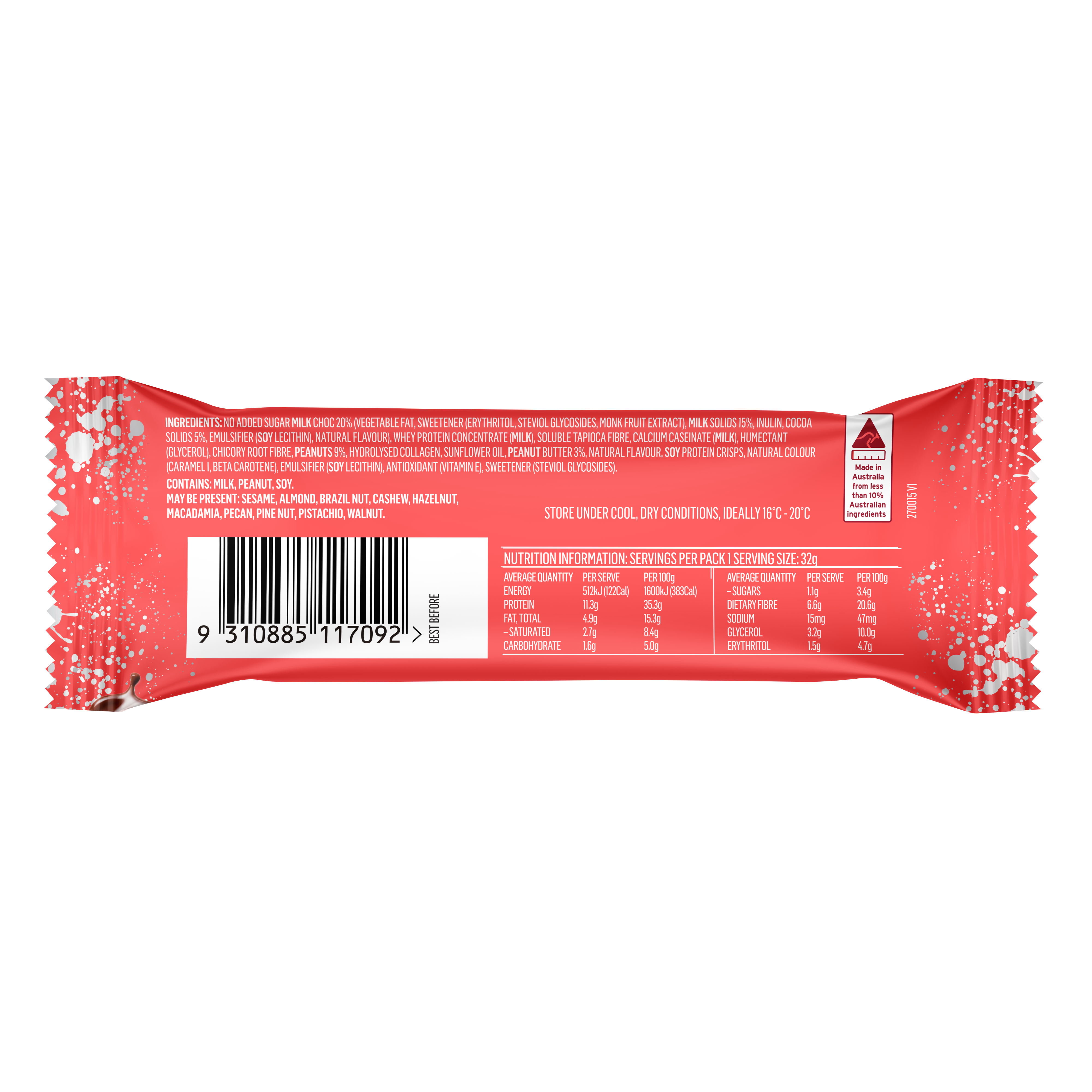 Mayver's Low Carb High Protein Peanut Caramel Bars 4pk