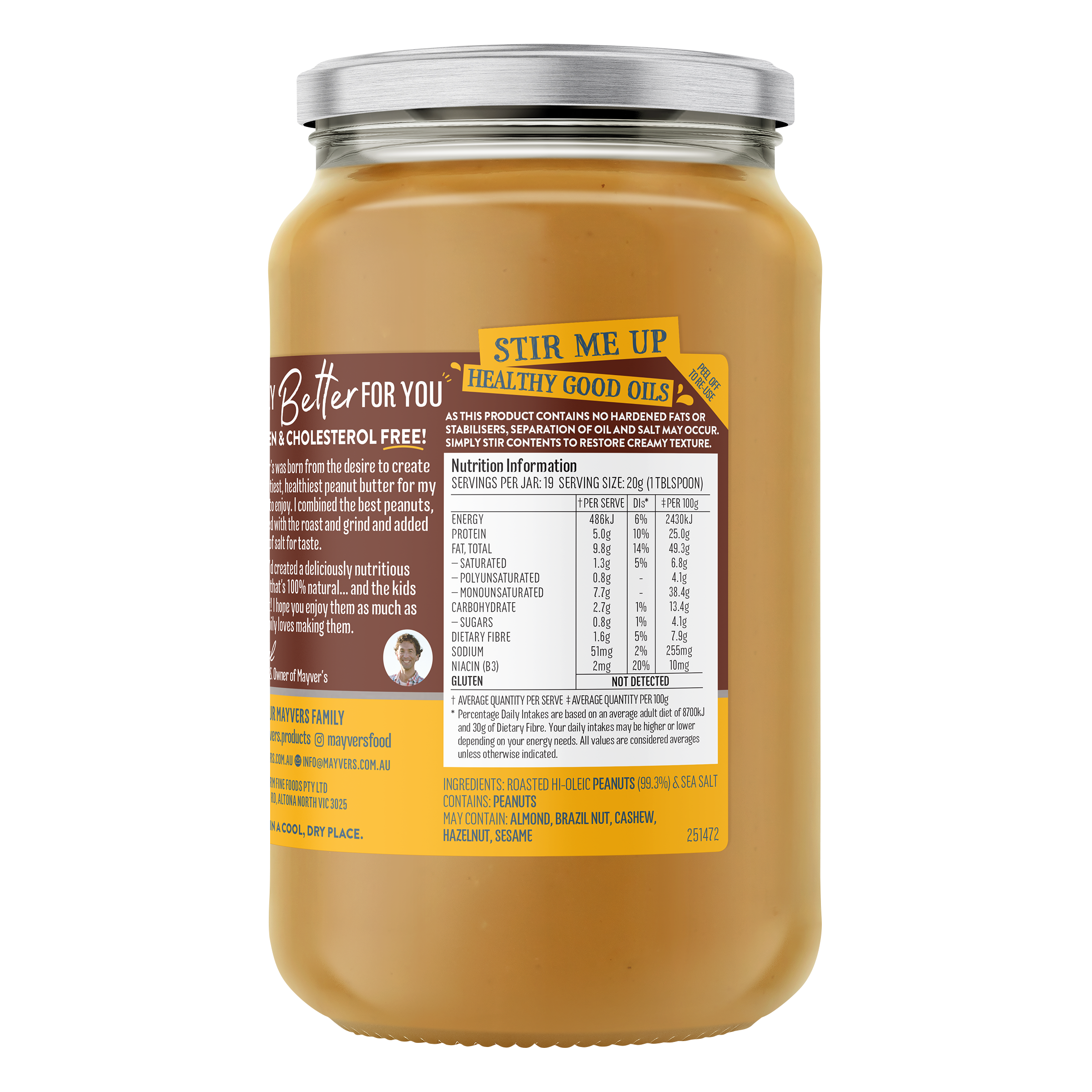 SMOOTH DARK ROASTED PEANUT BUTTER 375g