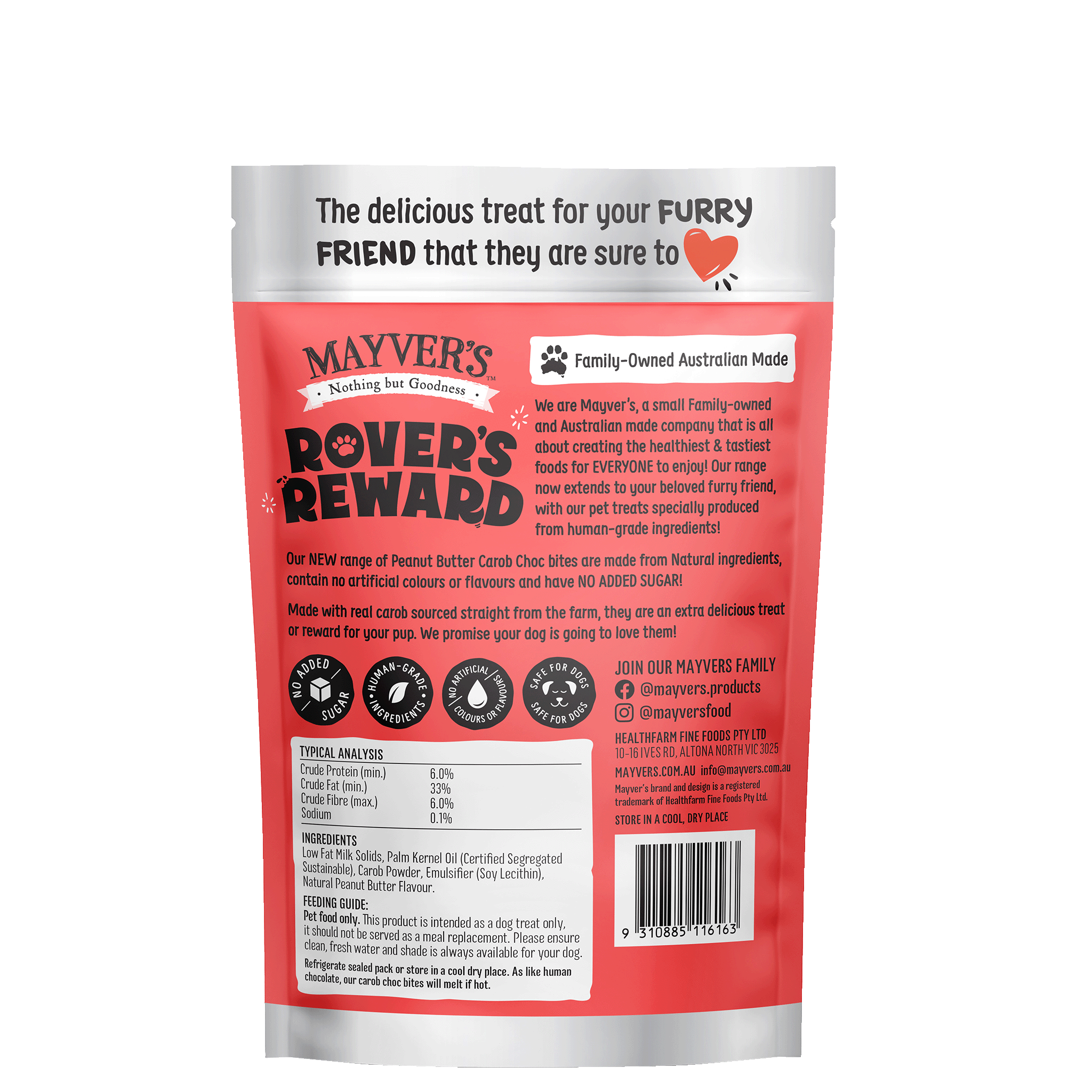 ROVER'S REWARD PEANUT BUTTER & CAROB BITES 250g