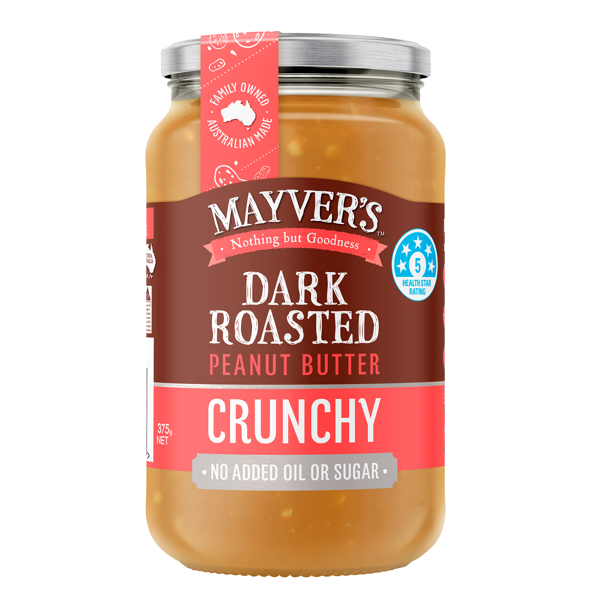 CRUNCHY DARK ROASTED PEANUT BUTTER 375g