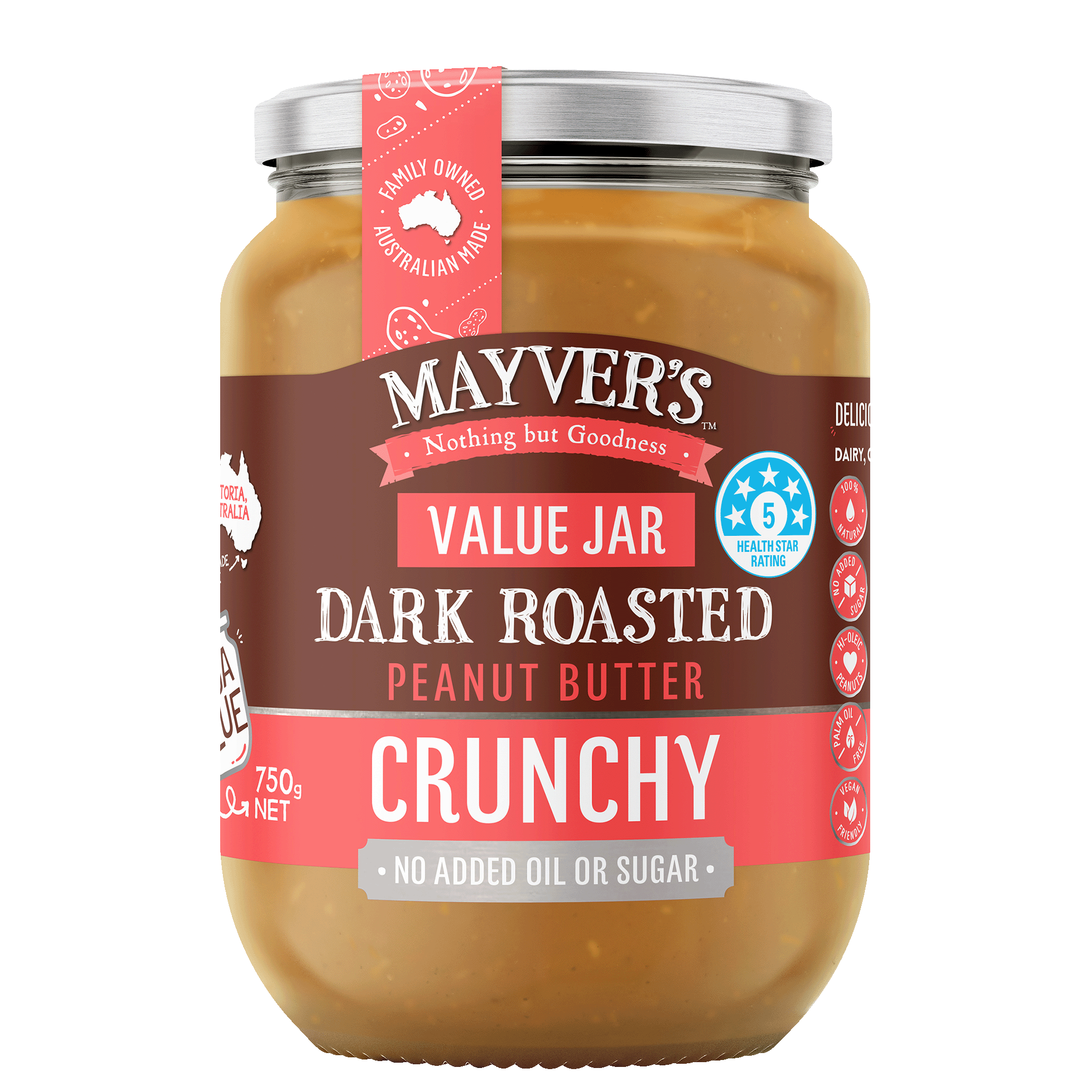 DARK ROASTED CRUNCHY PEANUT BUTTER 750g