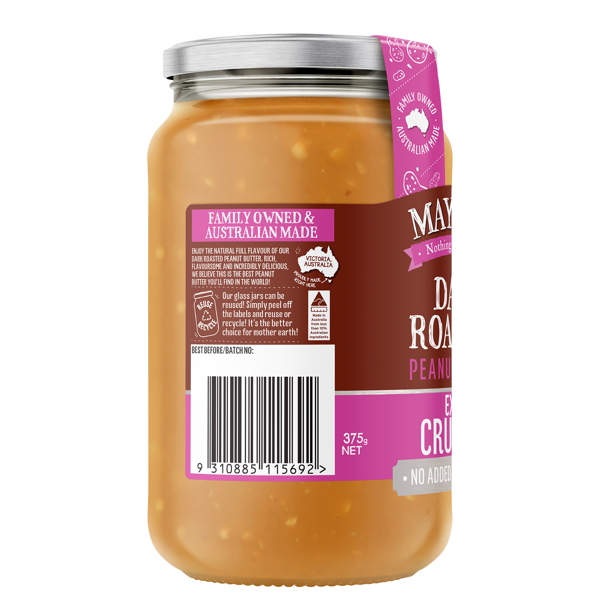 EXTRA CRUNCHY DARK ROASTED PEANUT BUTTER 375g