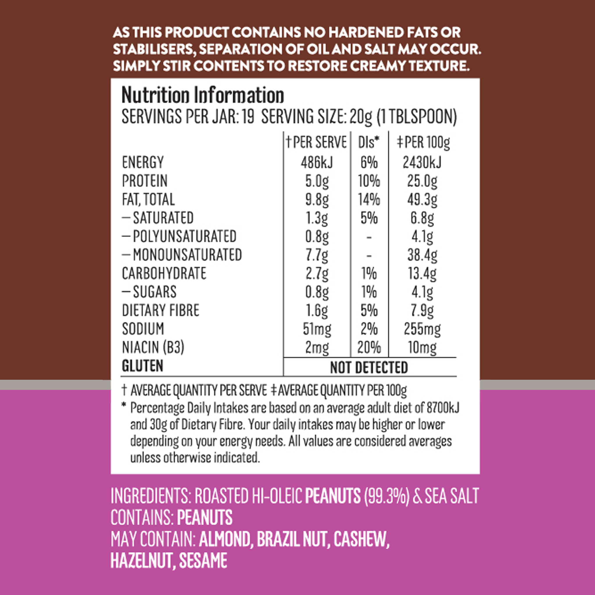 EXTRA CRUNCHY DARK ROASTED PEANUT BUTTER 375g