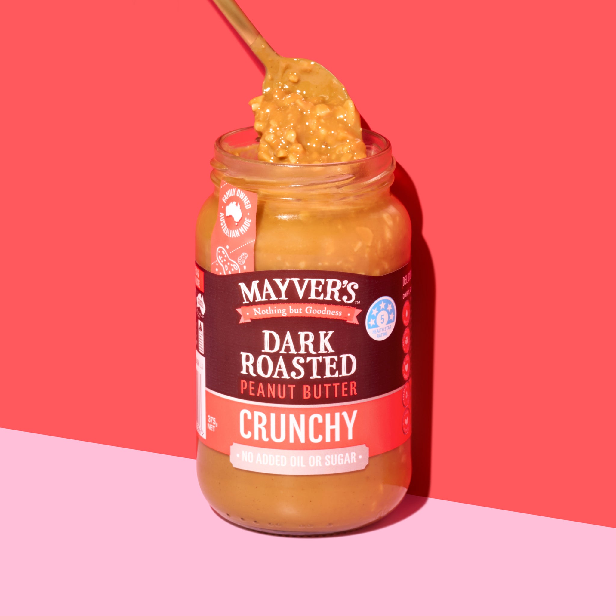 CRUNCHY DARK ROASTED PEANUT BUTTER 375g