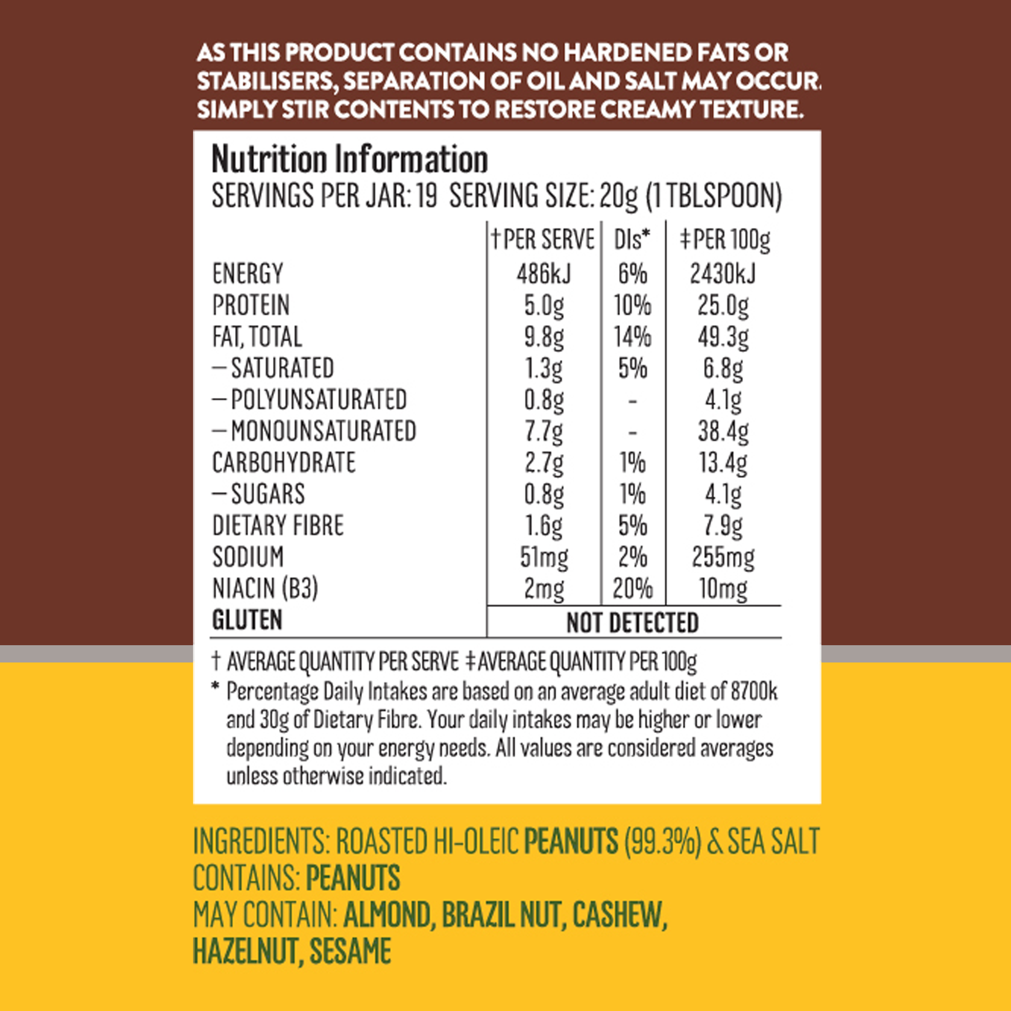 SMOOTH DARK ROASTED PEANUT BUTTER 375g