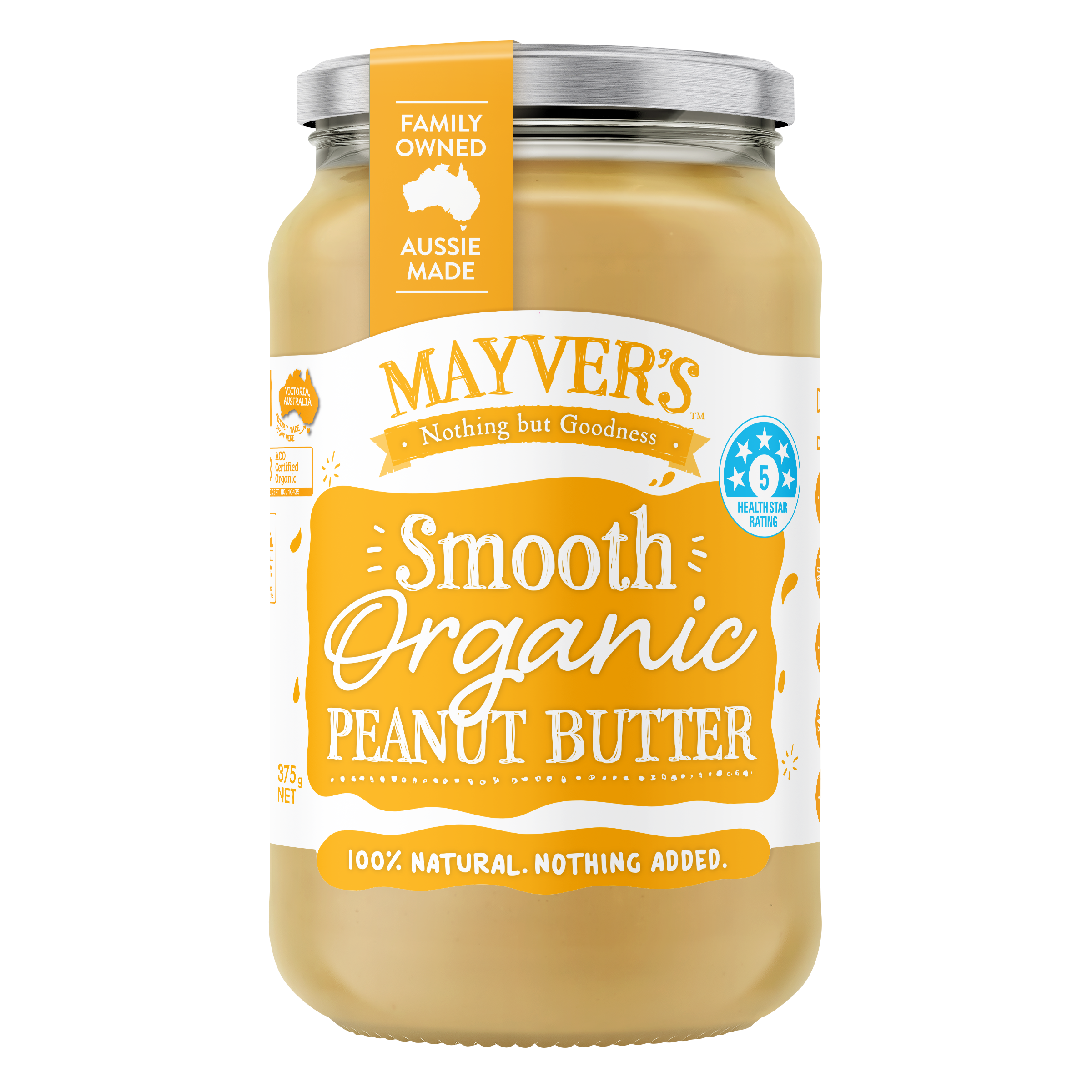 ORGANIC SMOOTH PEANUT SPREAD 375g