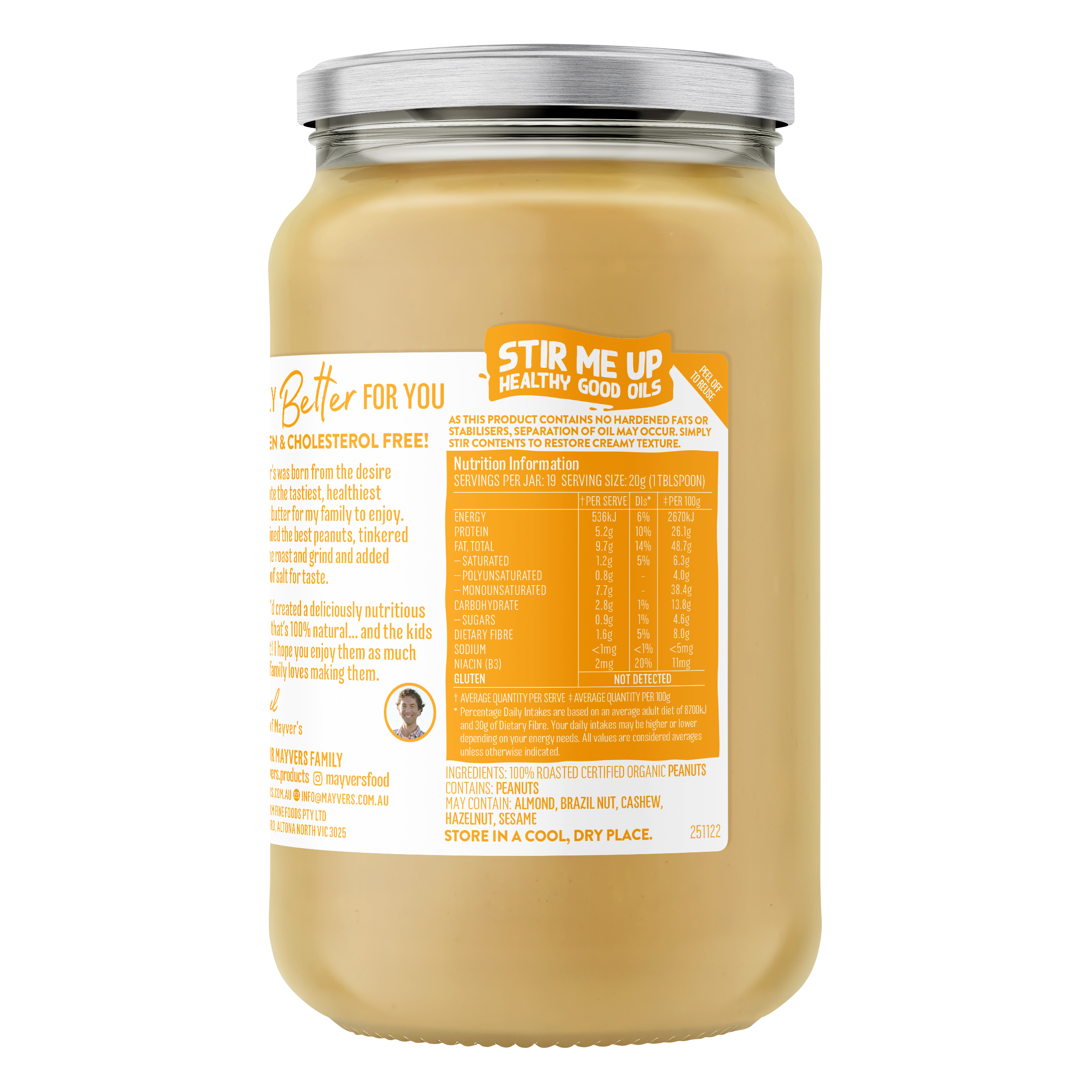 ORGANIC SMOOTH PEANUT SPREAD 375g