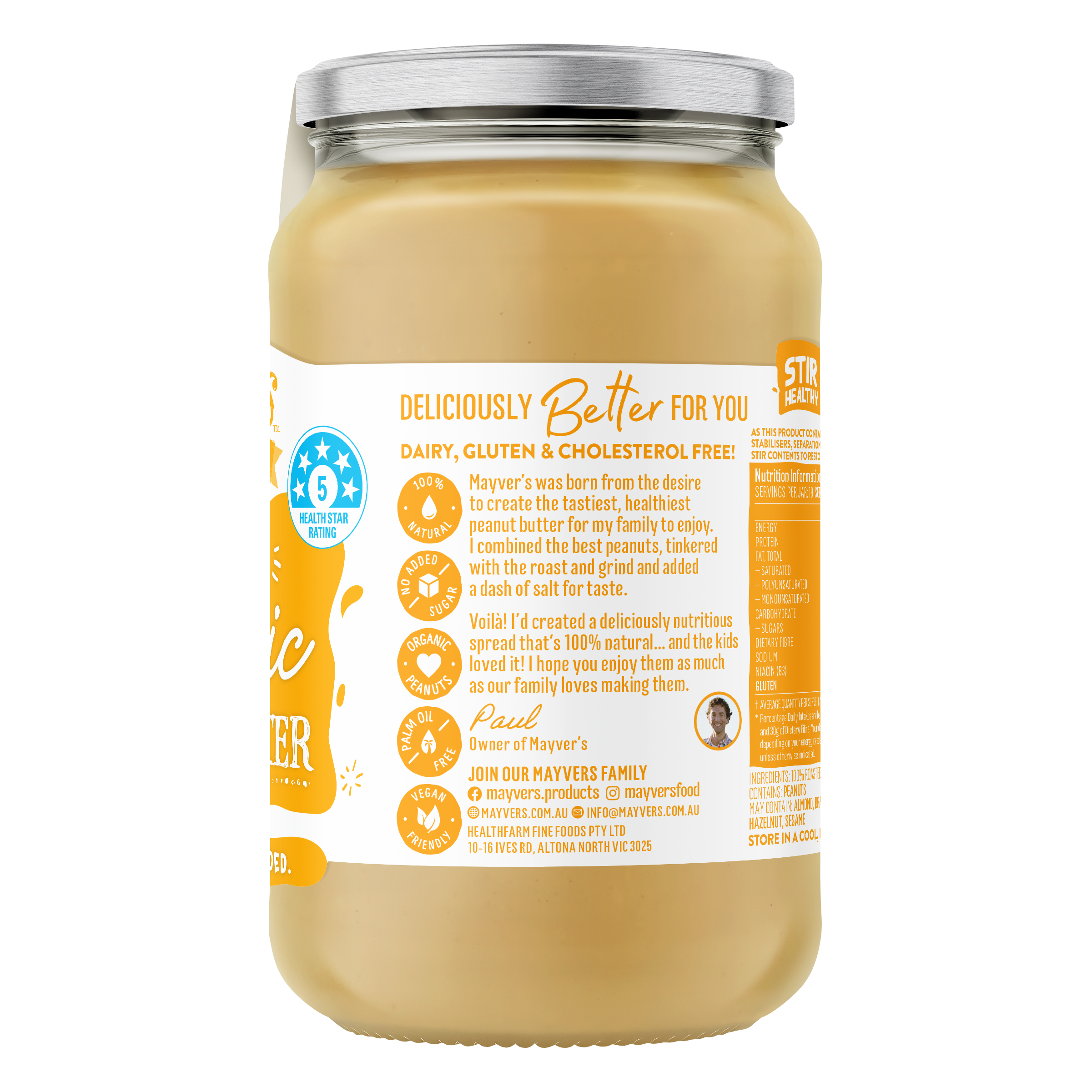ORGANIC SMOOTH PEANUT SPREAD 375g