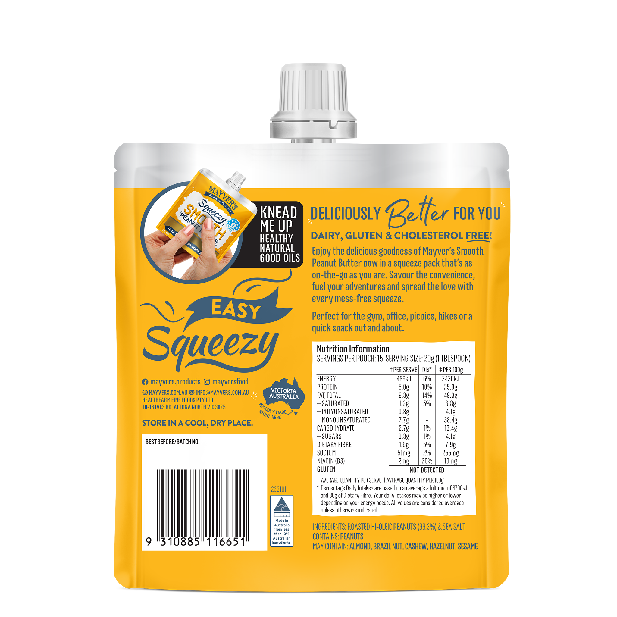 SQUEEZY SMOOTH PEANUT BUTTER 300g