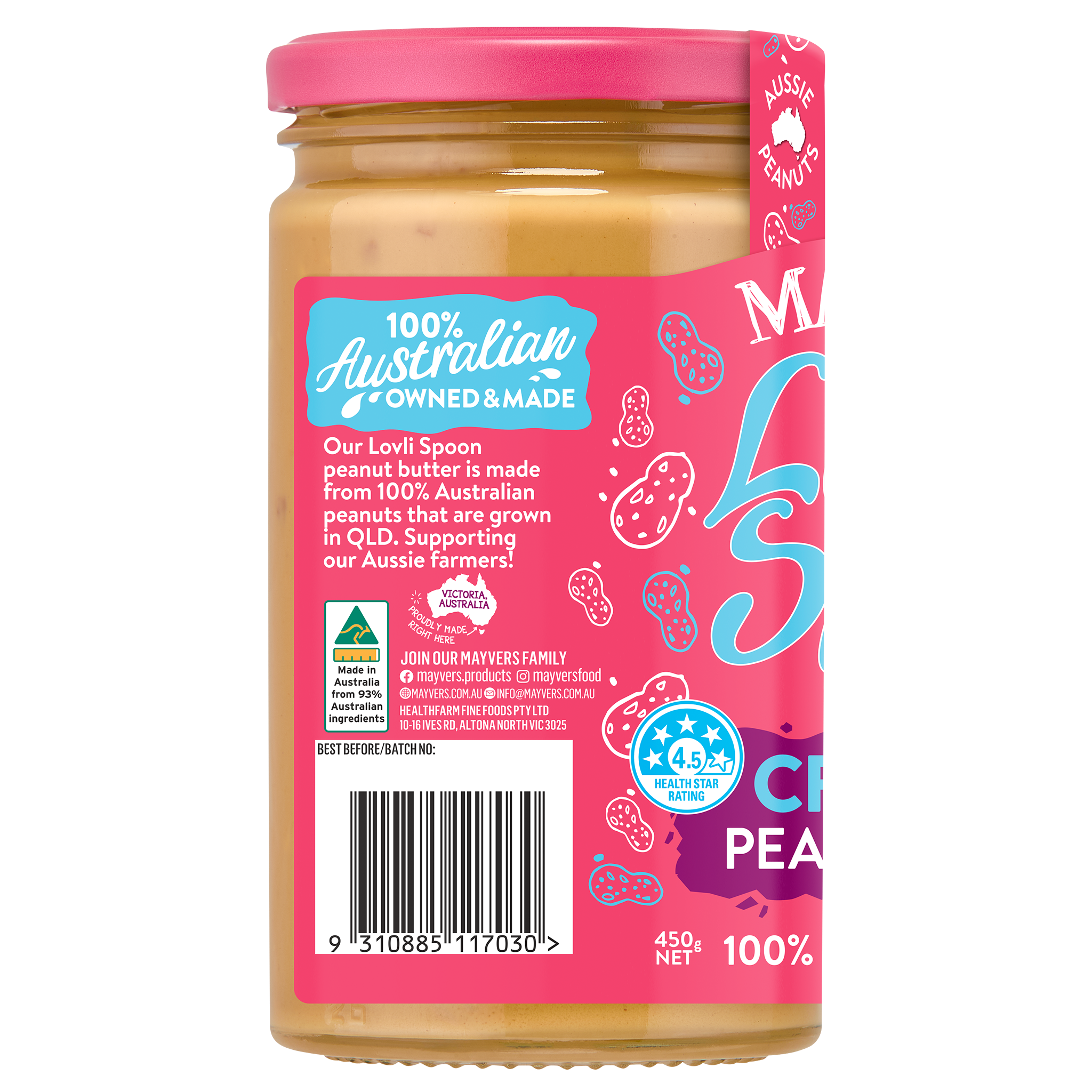 LOVLI SPOON CRUNCHY PEANUT BUTTER 450g