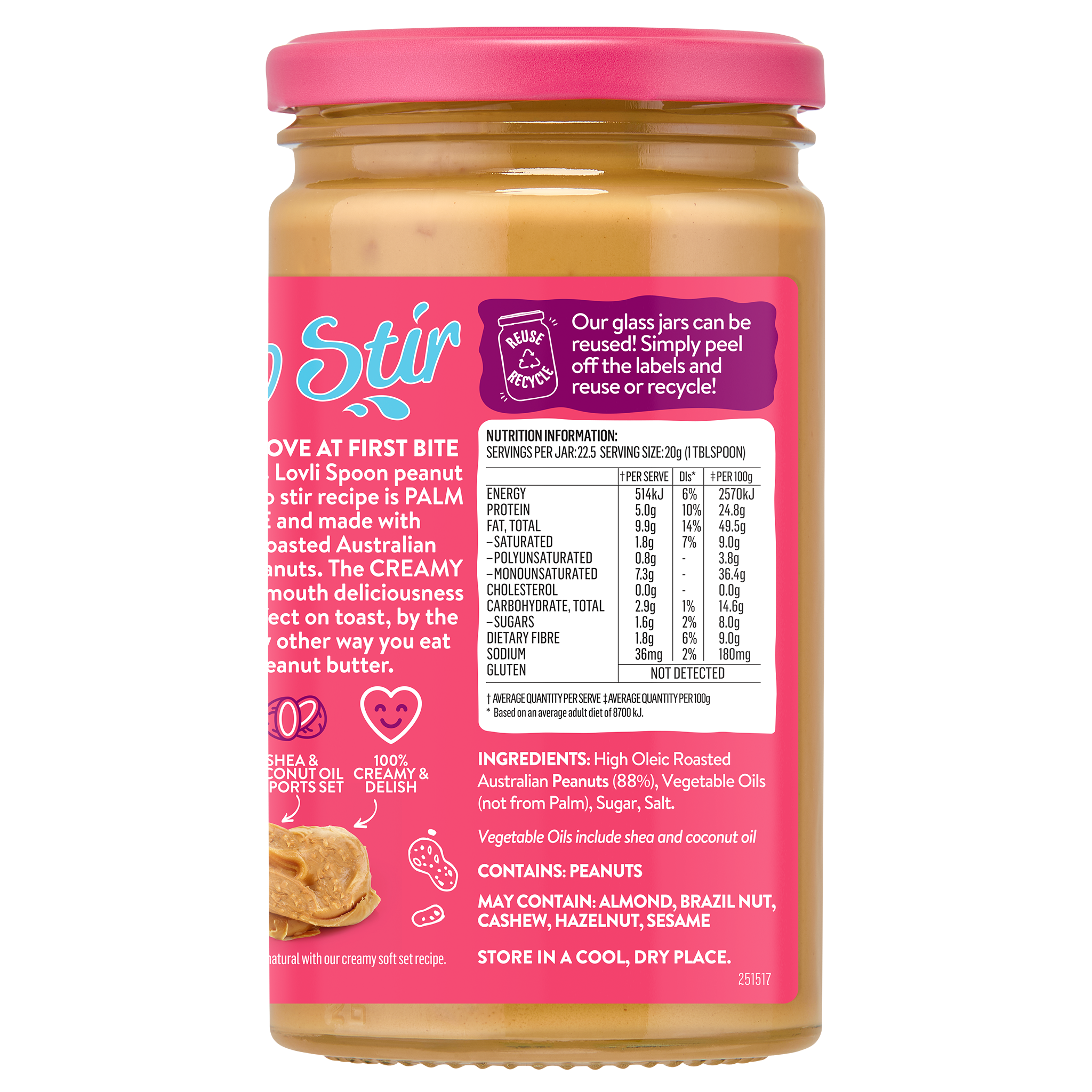 LOVLI SPOON CRUNCHY PEANUT BUTTER 450g