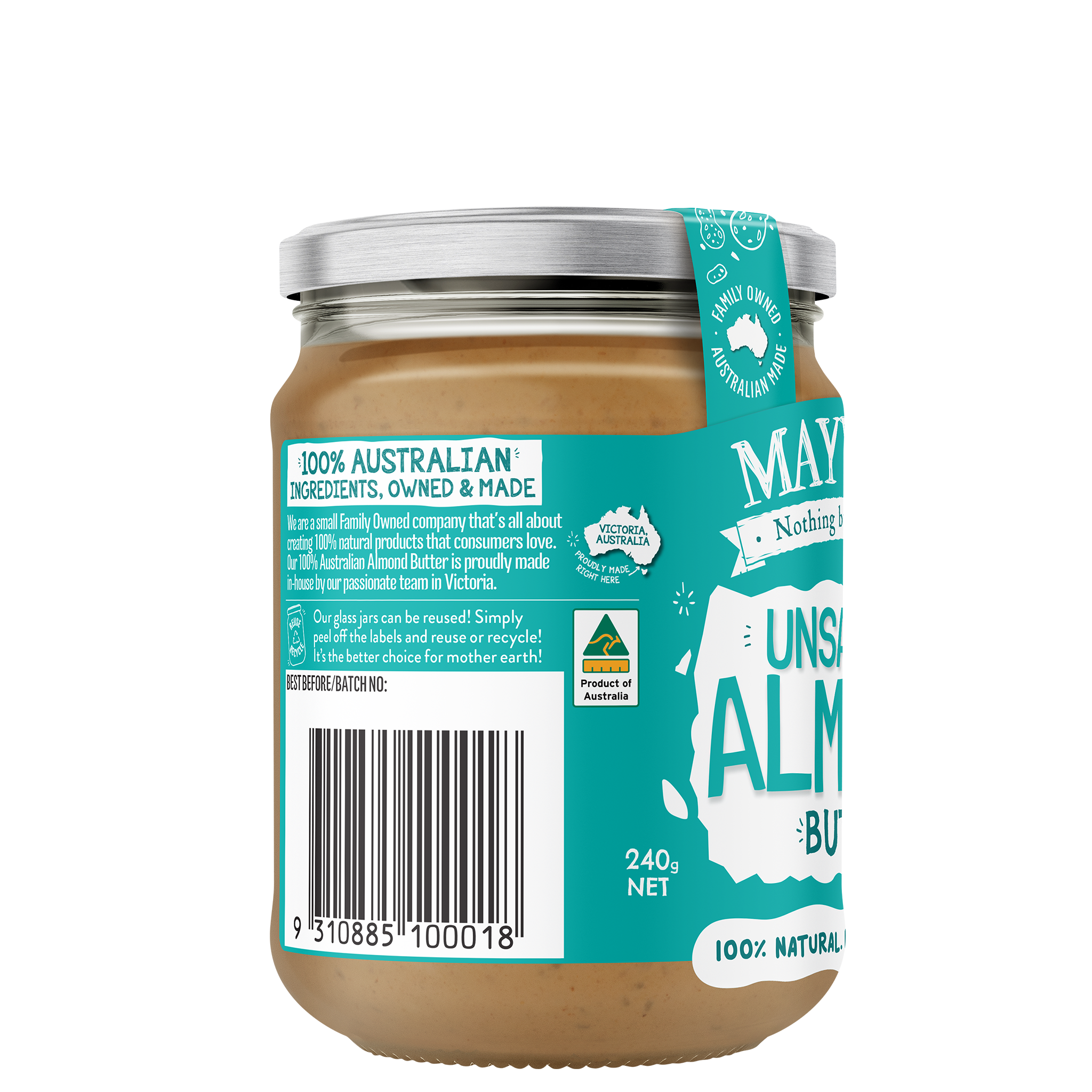 UNSALTED ALMOND SPREAD 240g