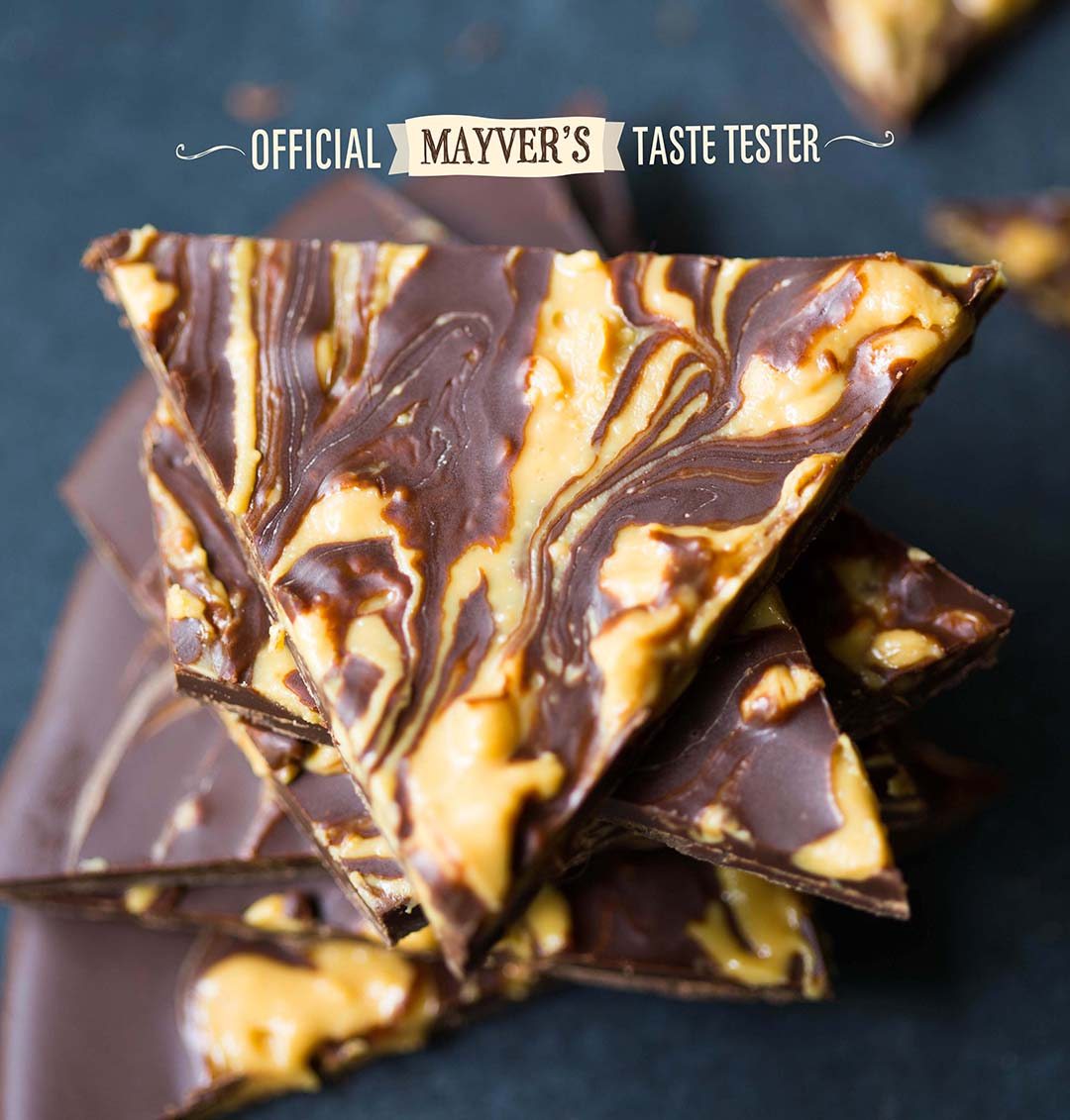 Mayvers Chocolate Peanut Butter Swirl Bark