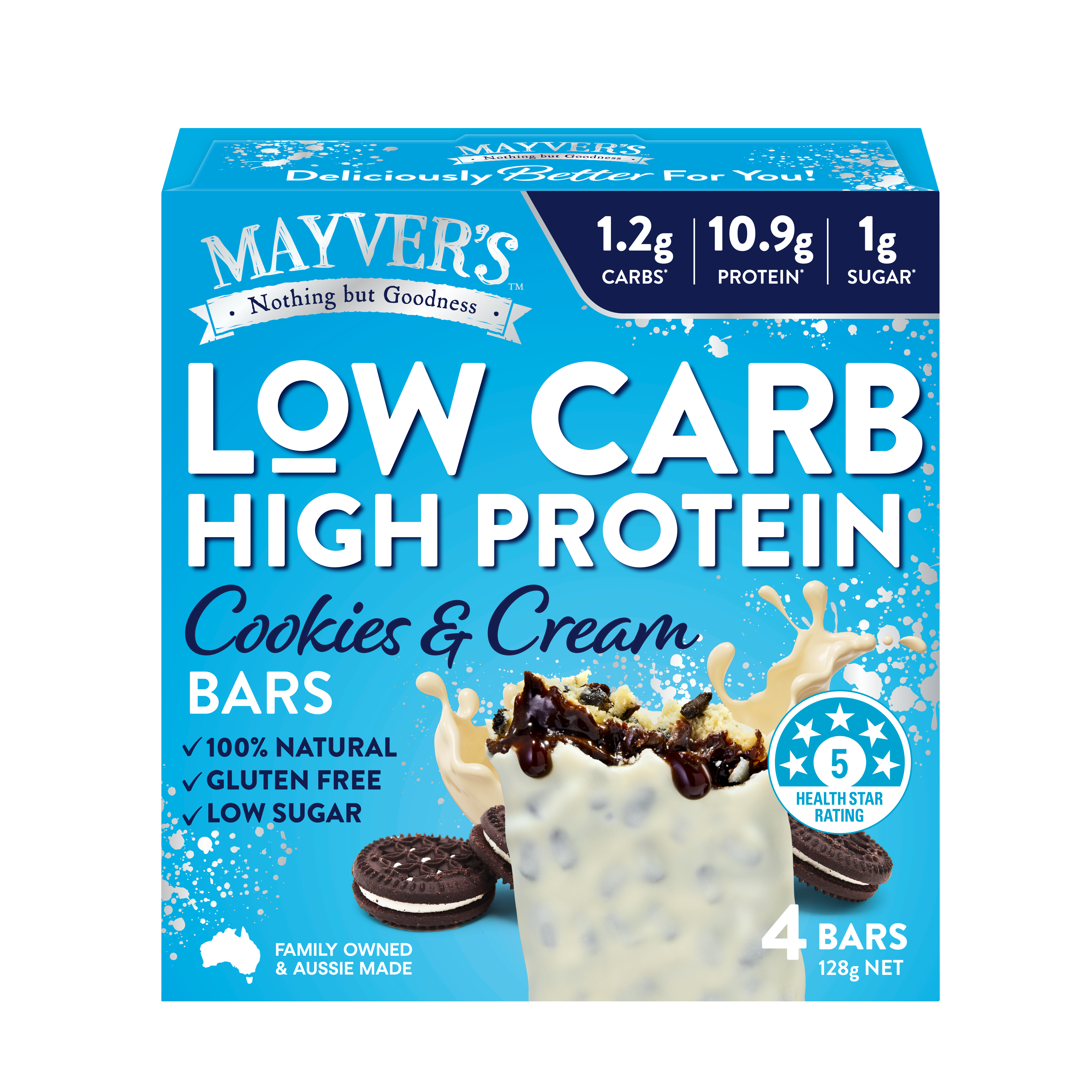 LOW CARB HIGH PROTEIN COOKIES AND CREAM BARS 4pk