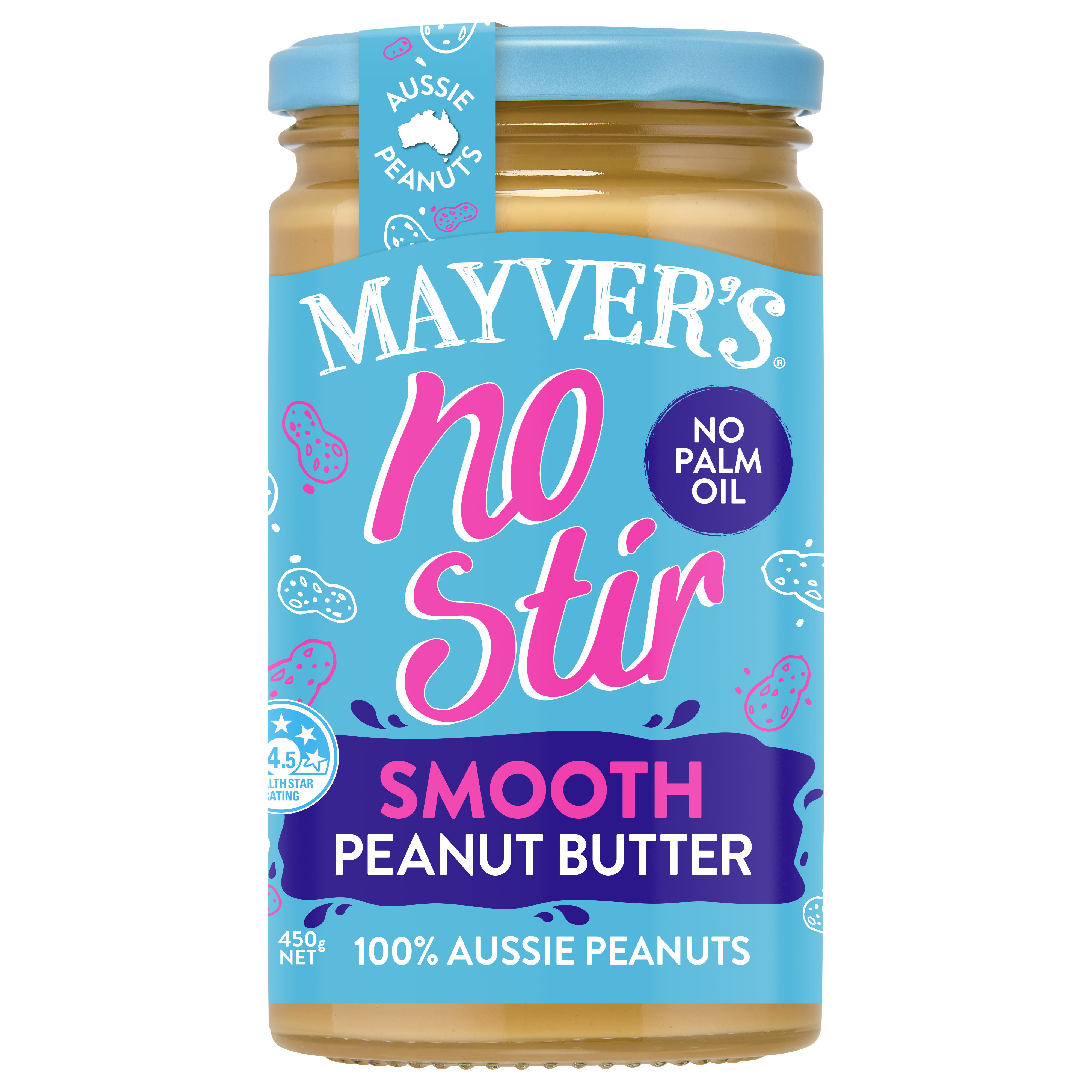 MAYVER'S NO STIR SMOOTH PEANUT BUTTER 450g – Mayver's