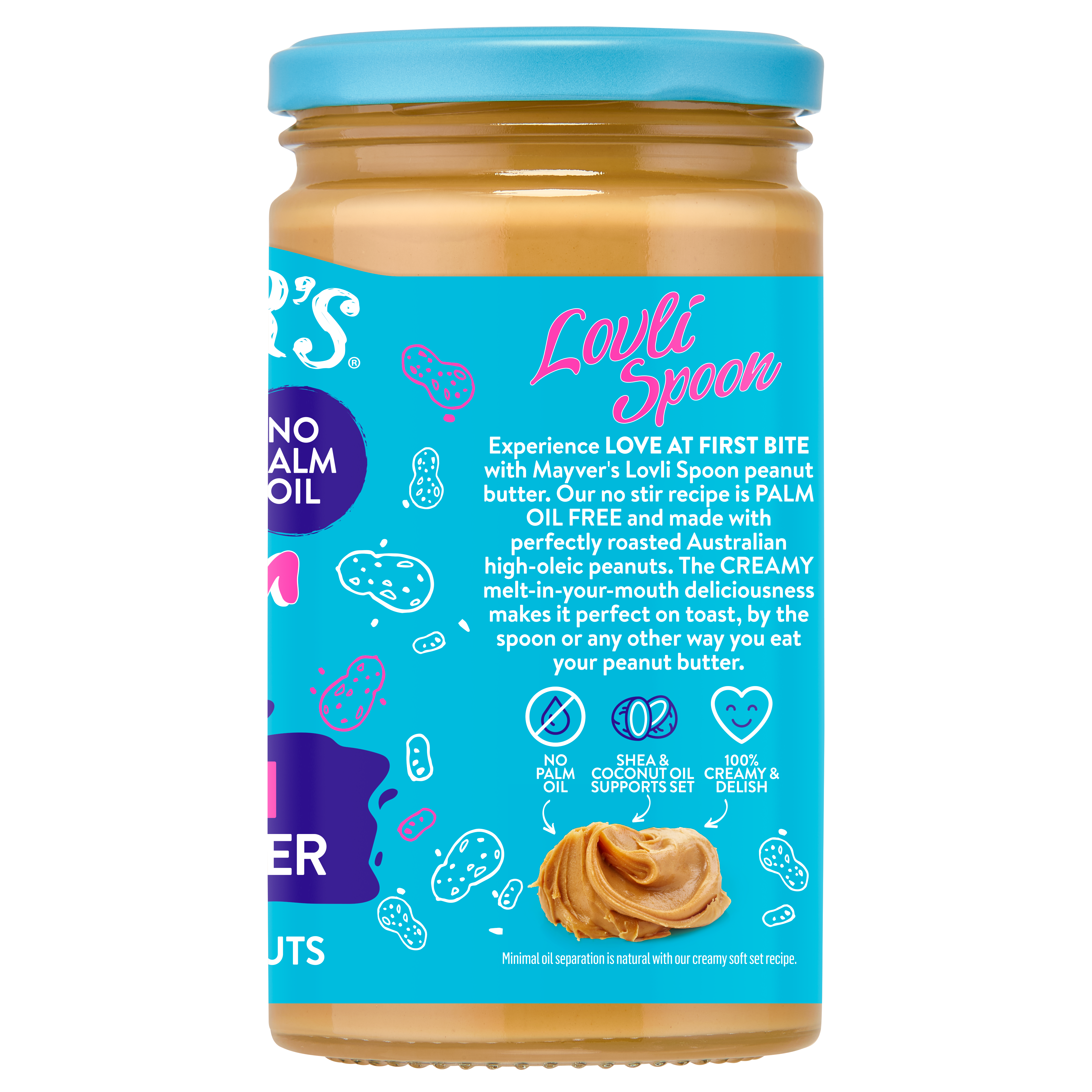 MAYVER'S NO STIR SMOOTH PEANUT BUTTER 450g