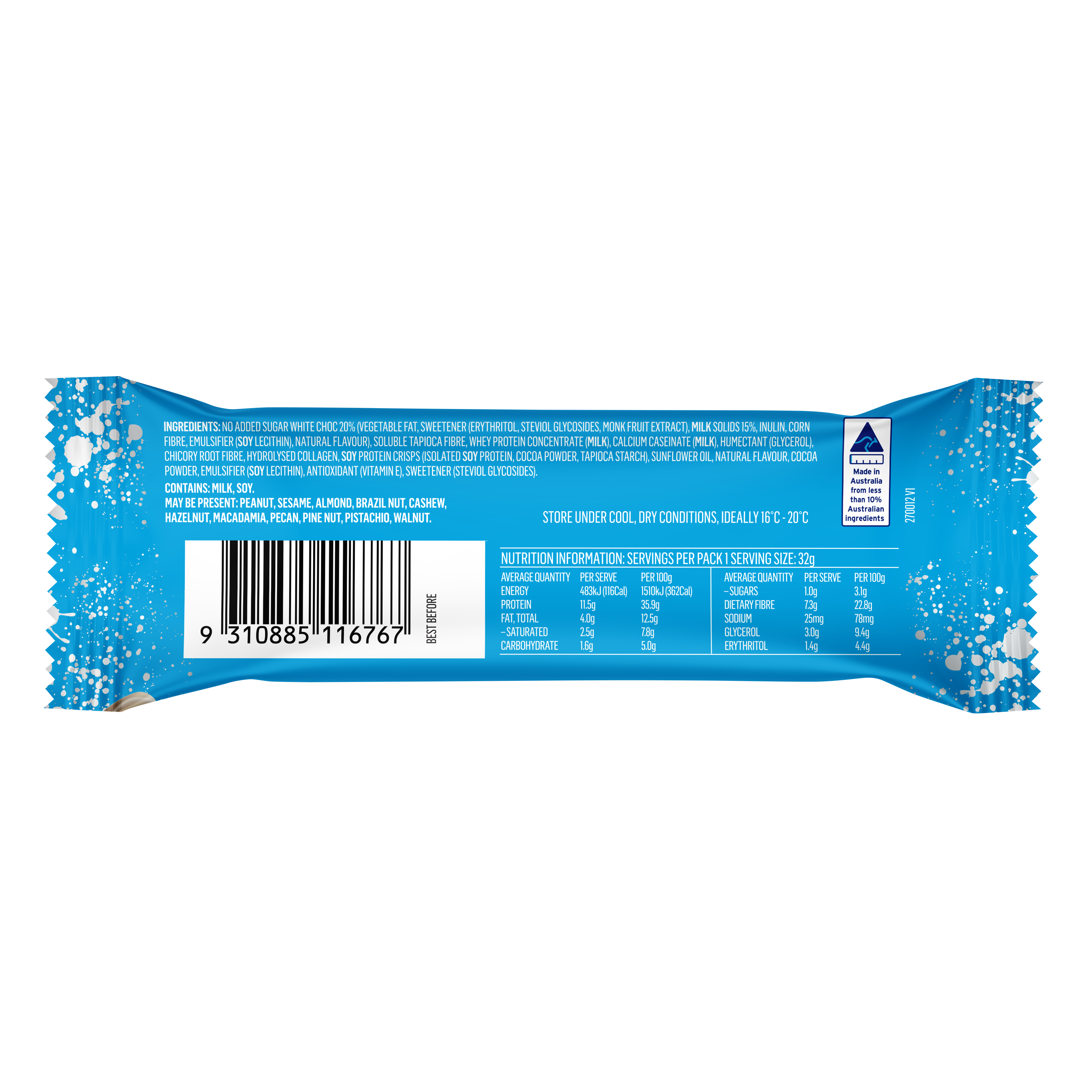 Mayver’s Low Carb High Protein Cookies & Cream Bars 4pk