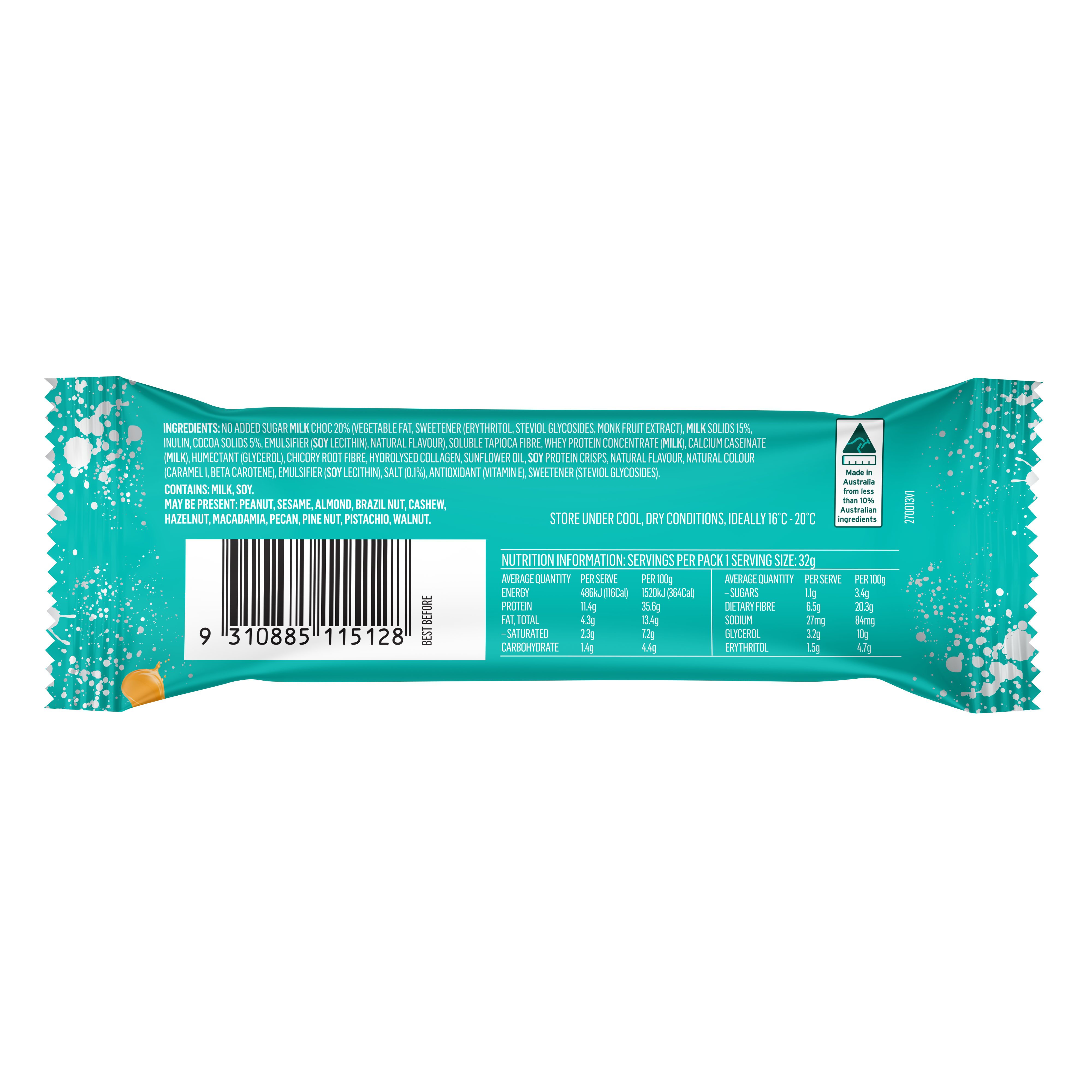 Mayver’s Low Carb High Protein Salted Caramel Bars 4pk
