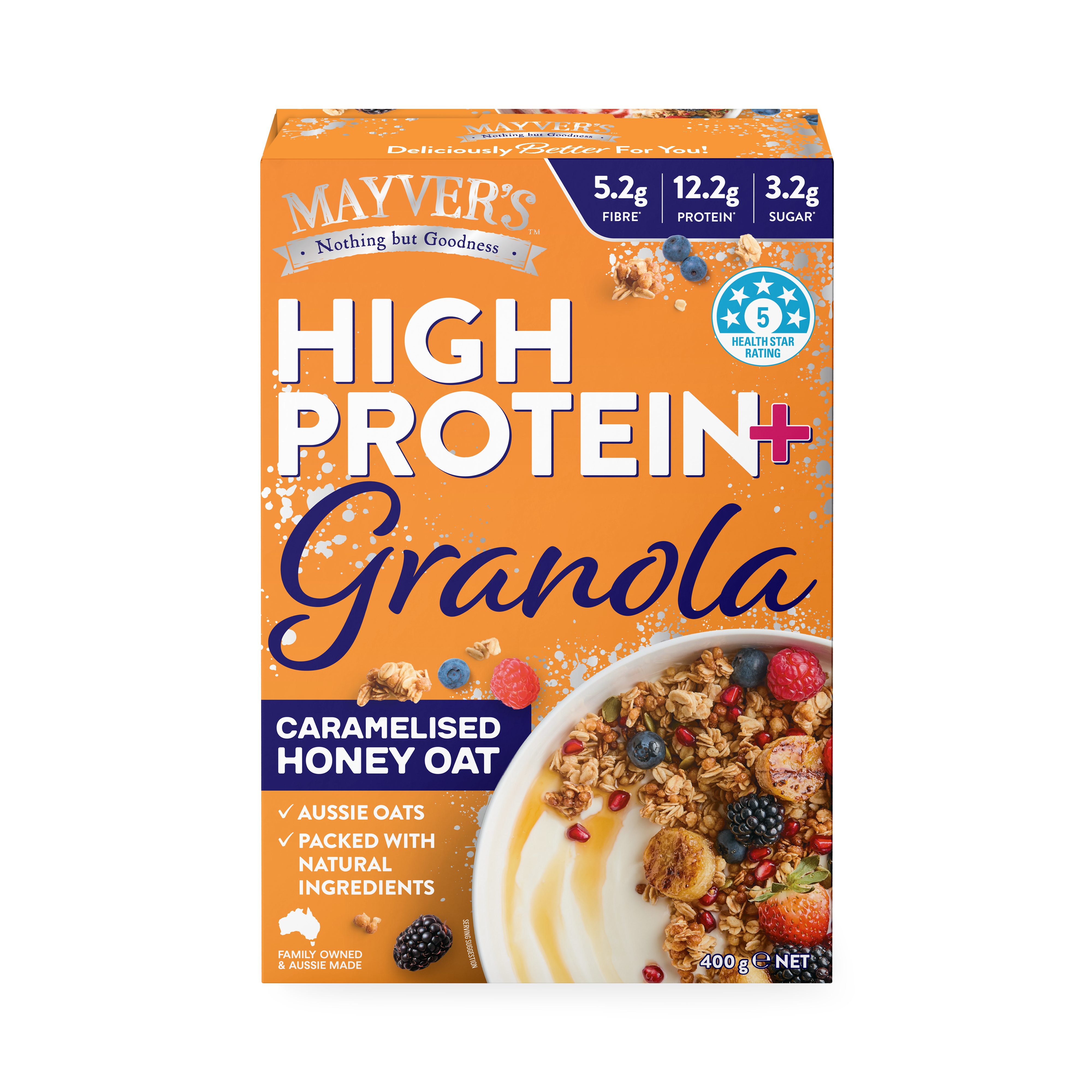Mayver's High Protein+ Caramelised Honey Oat Granola 400g