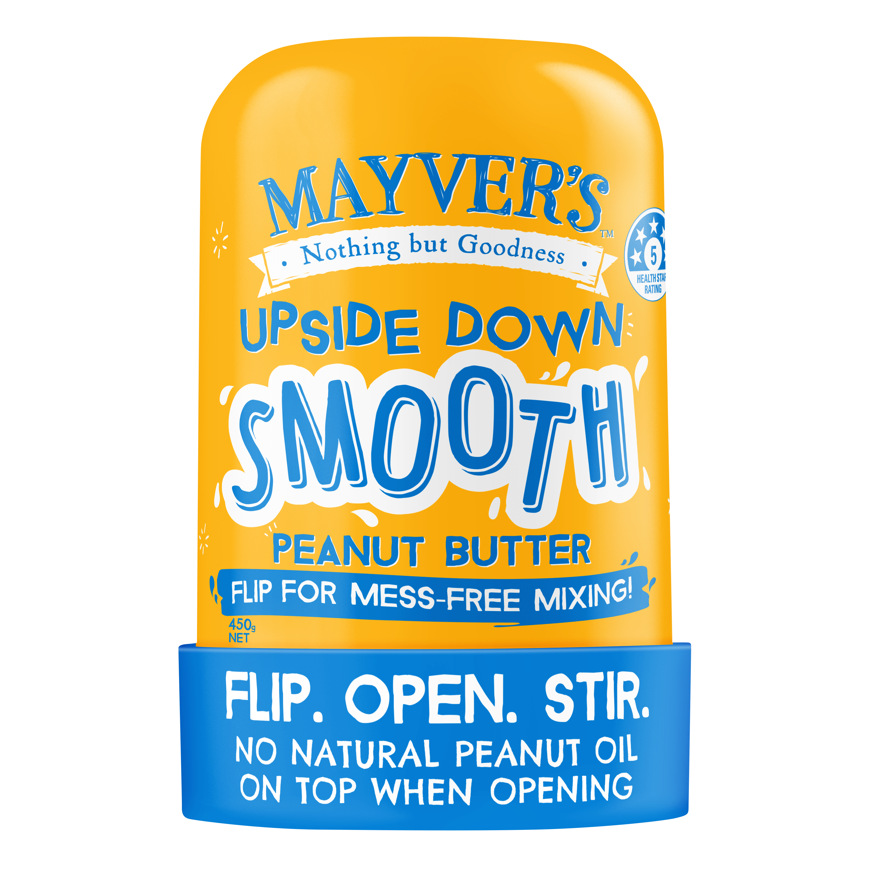 Mayver's UPSIDE DOWN Smooth Peanut Butter 450g