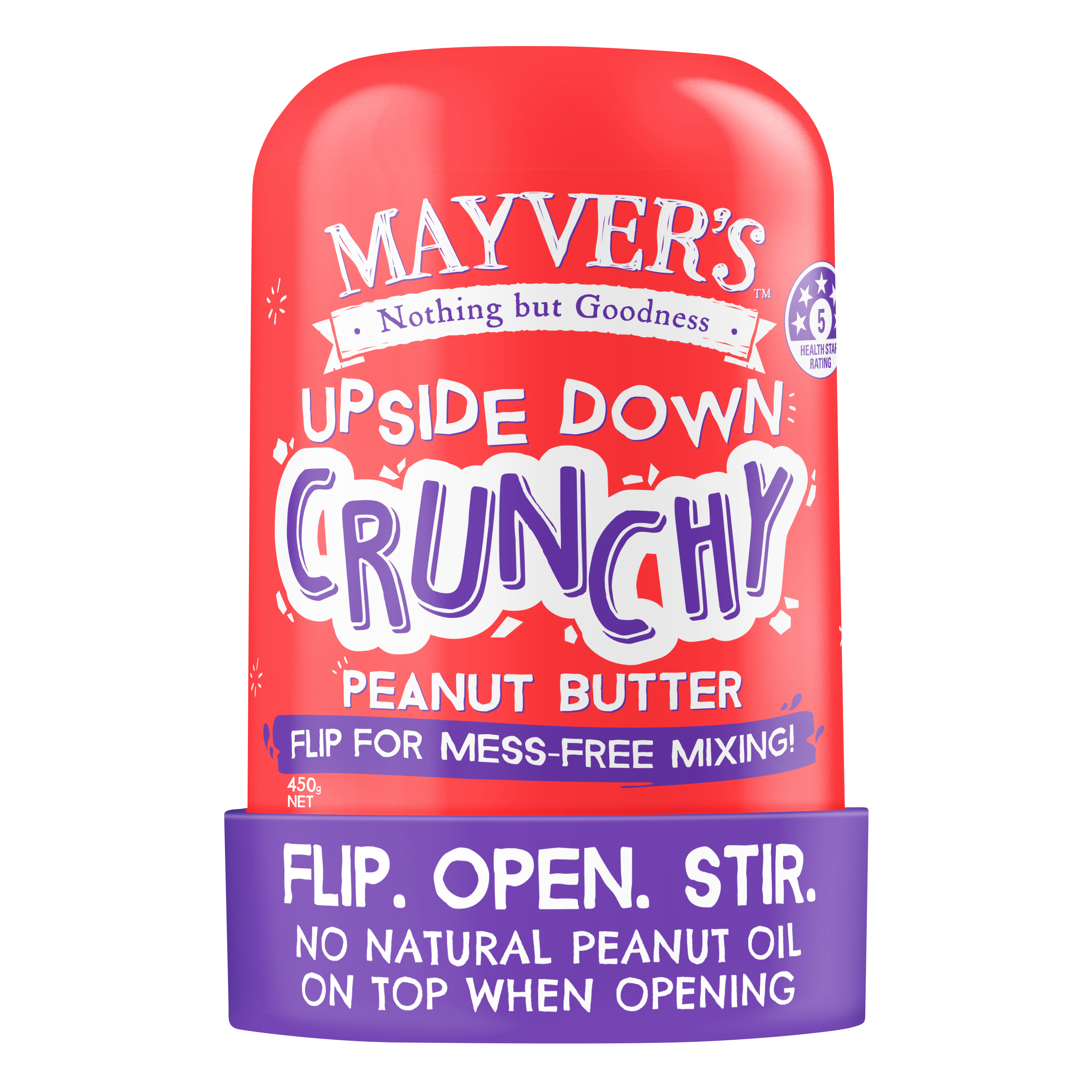 Mayver's UPSIDE DOWN Crunchy Peanut Butter 450g