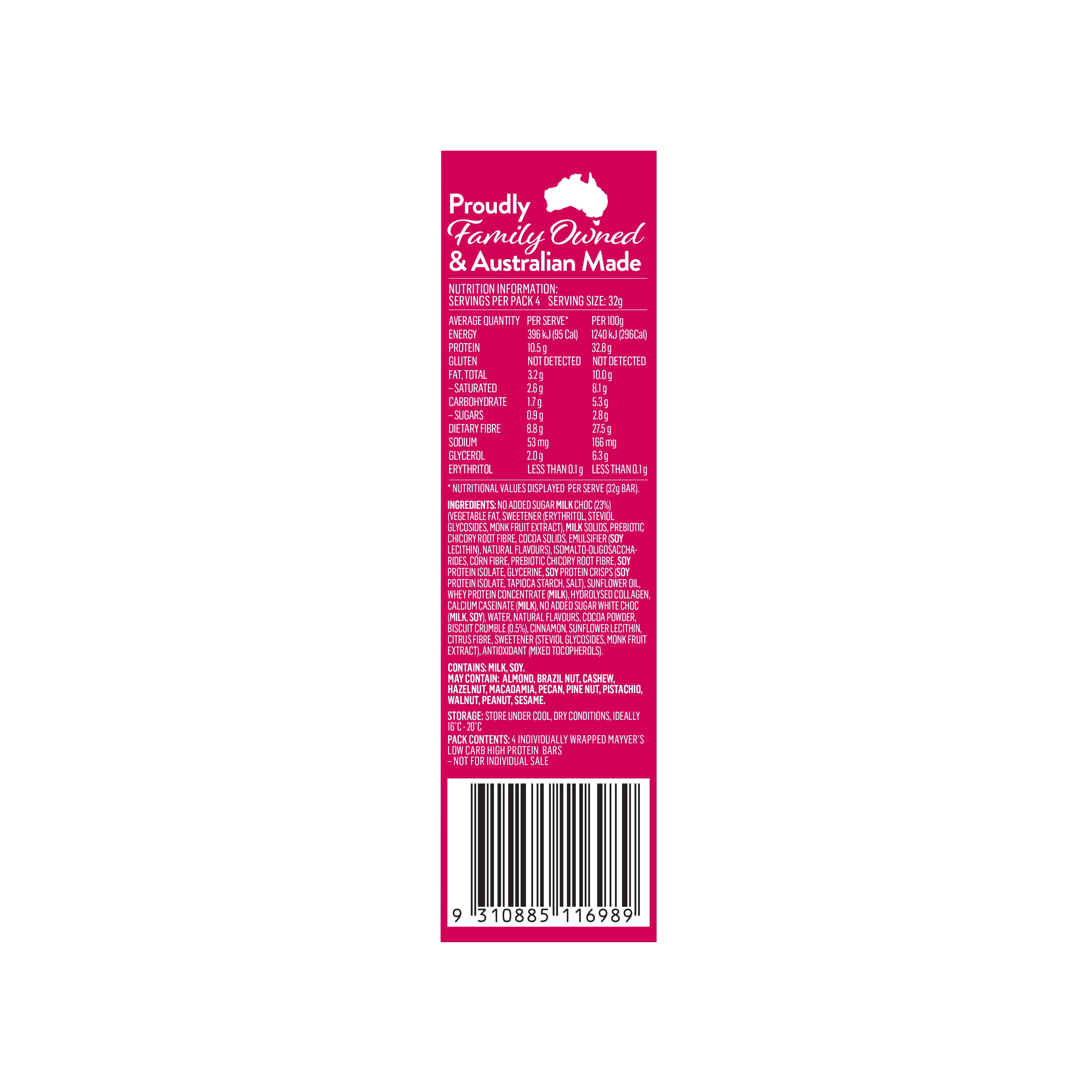 Mayver's Low Carb High Protein Caramelised Biscuit Bars 4pk