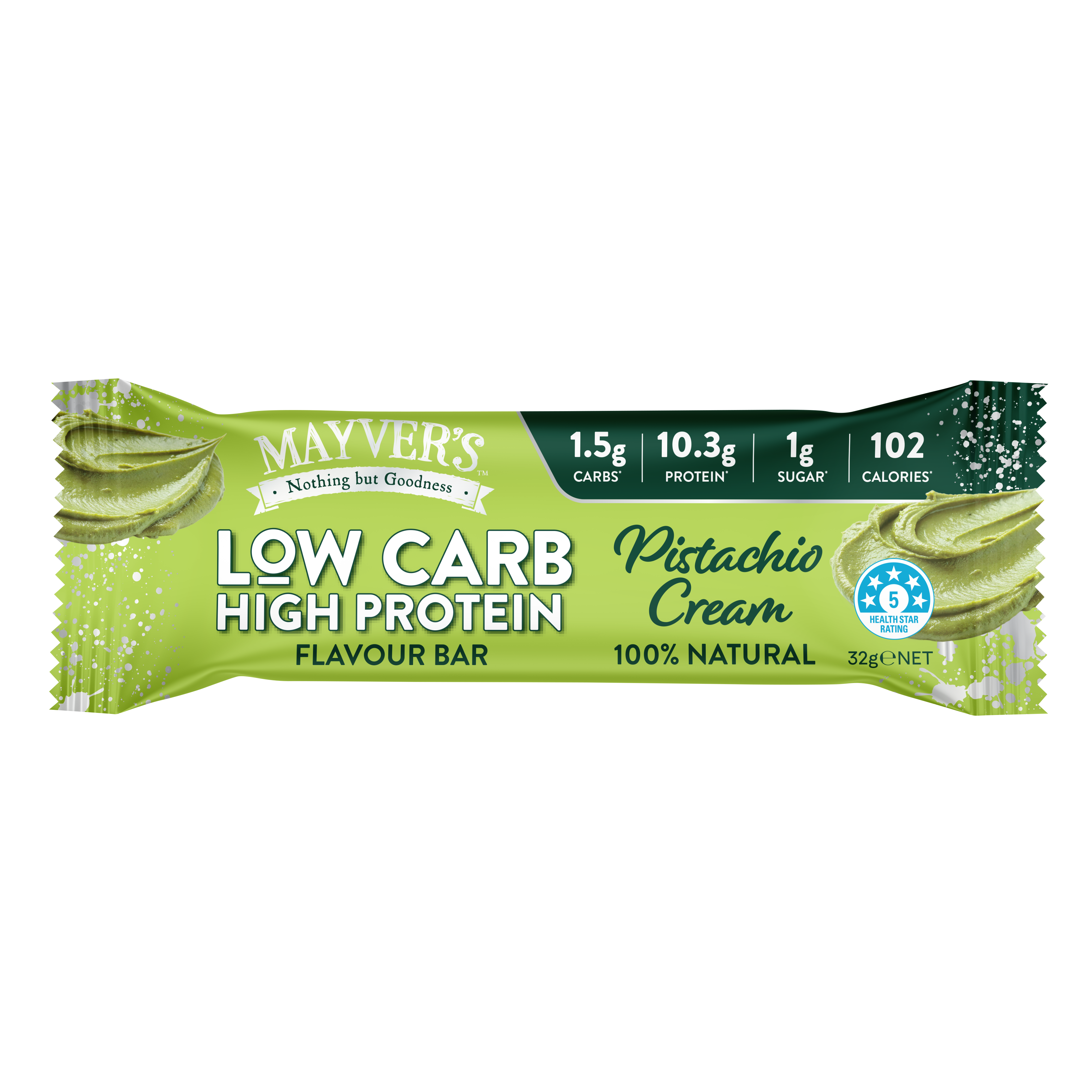 Mayver's Low Carb High Protein Pistachio Cream Bars 4pk