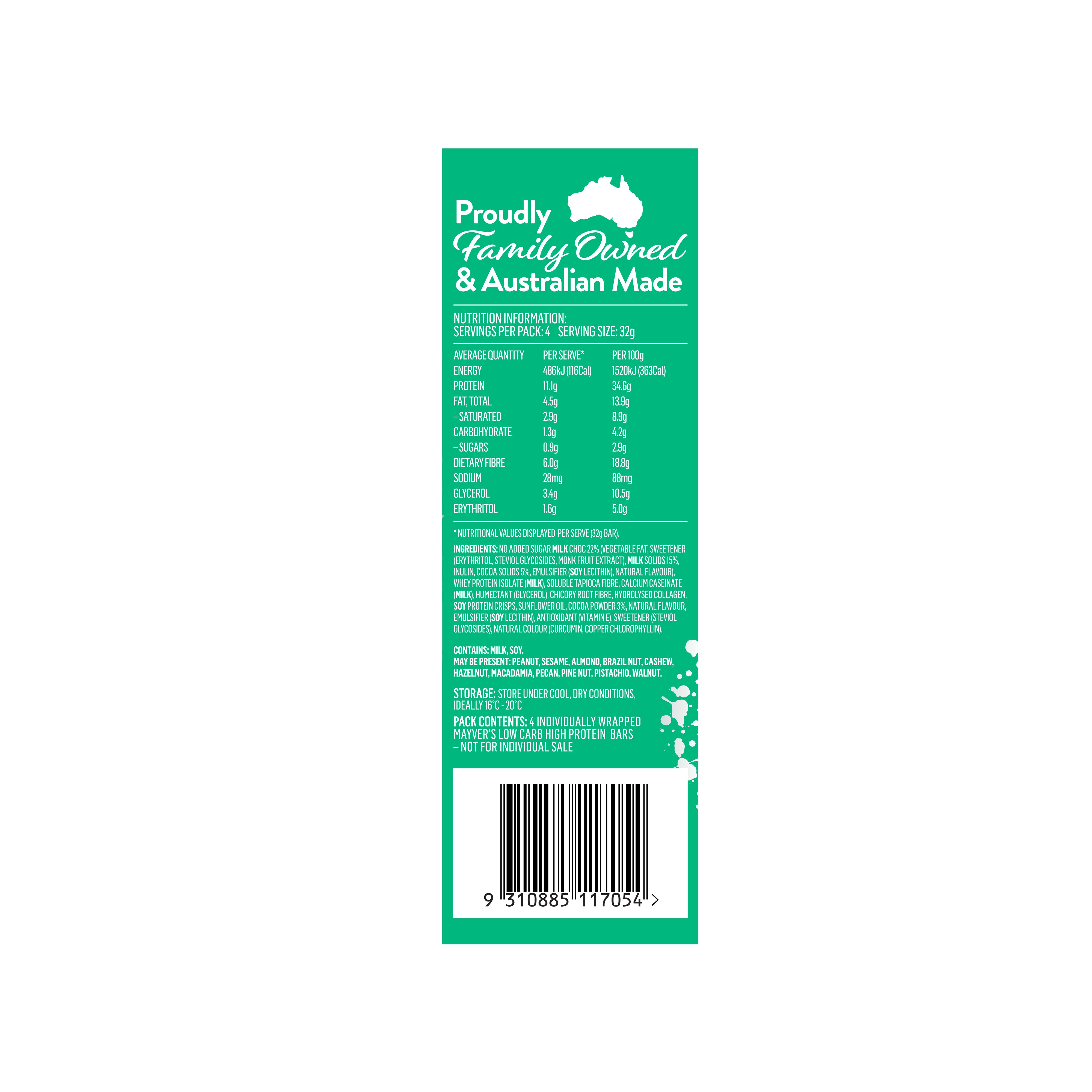 LOW CARB HIGH PROTEIN CHOC MINT BISCUIT BARS 4pk