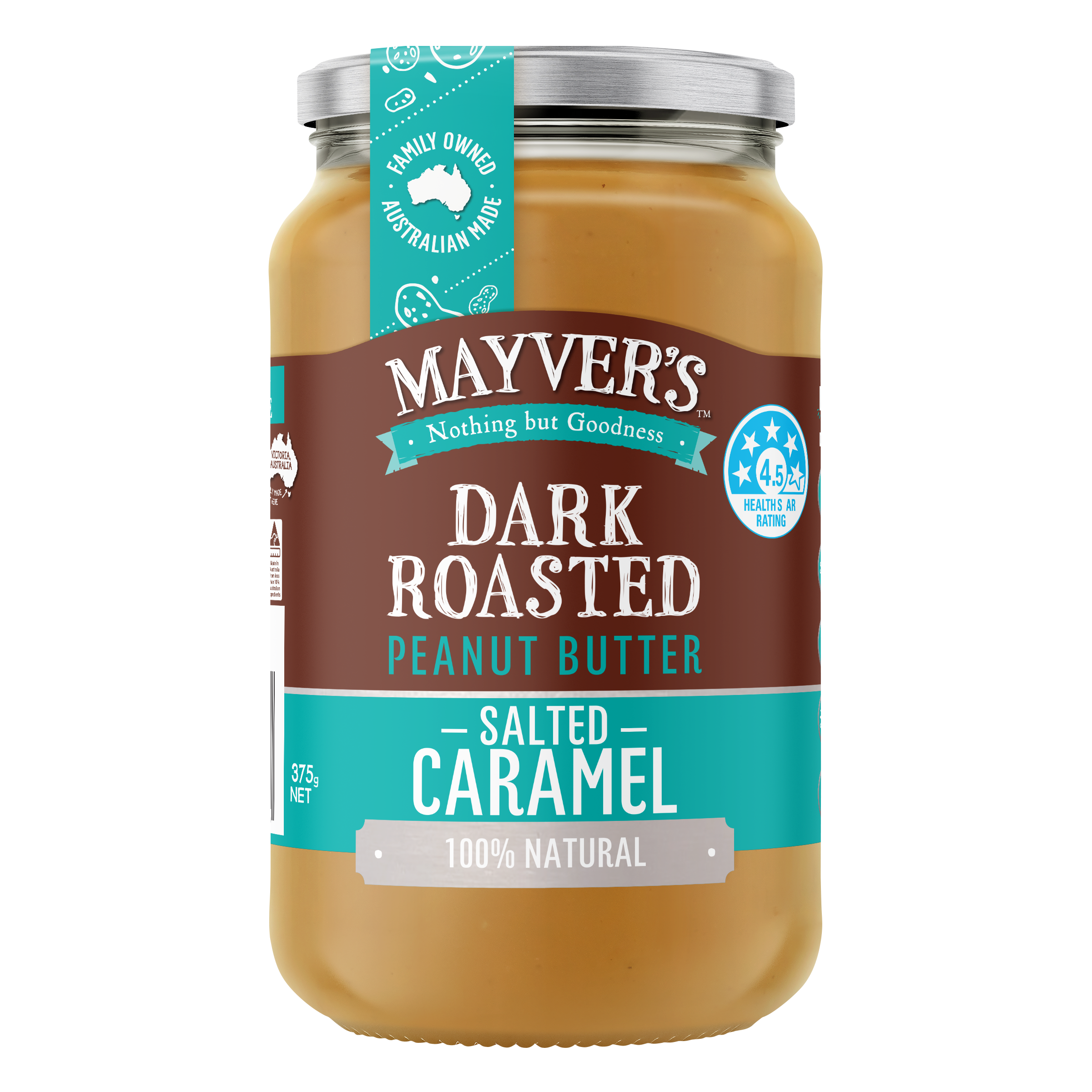 MAYVER'S SALTED CARAMEL DARK ROASTED PEANUT BUTTER 375g