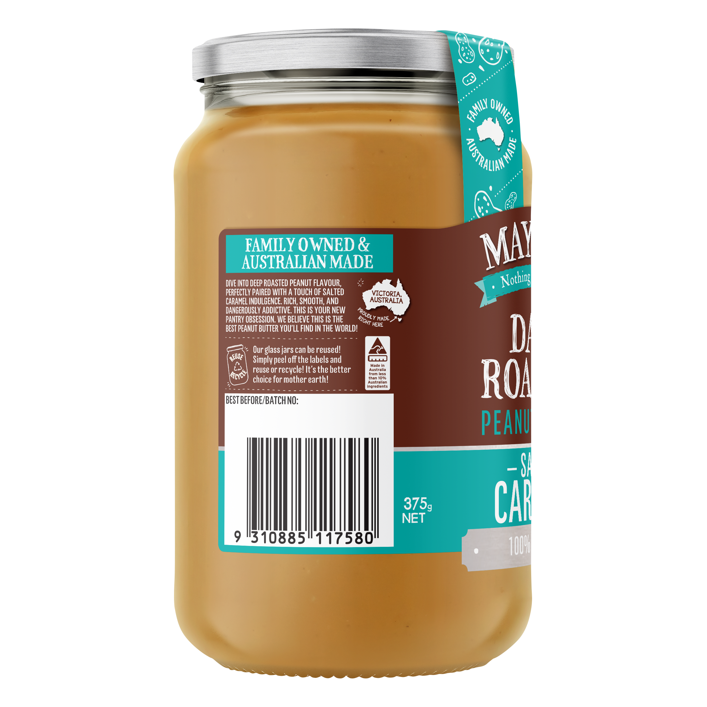 MAYVER'S SALTED CARAMEL DARK ROASTED PEANUT BUTTER 375g
