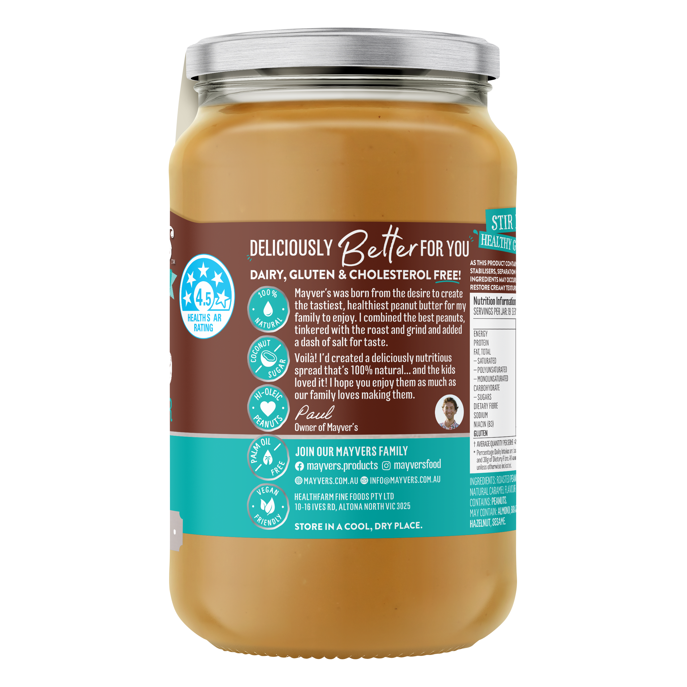 MAYVER'S SALTED CARAMEL DARK ROASTED PEANUT BUTTER 375g