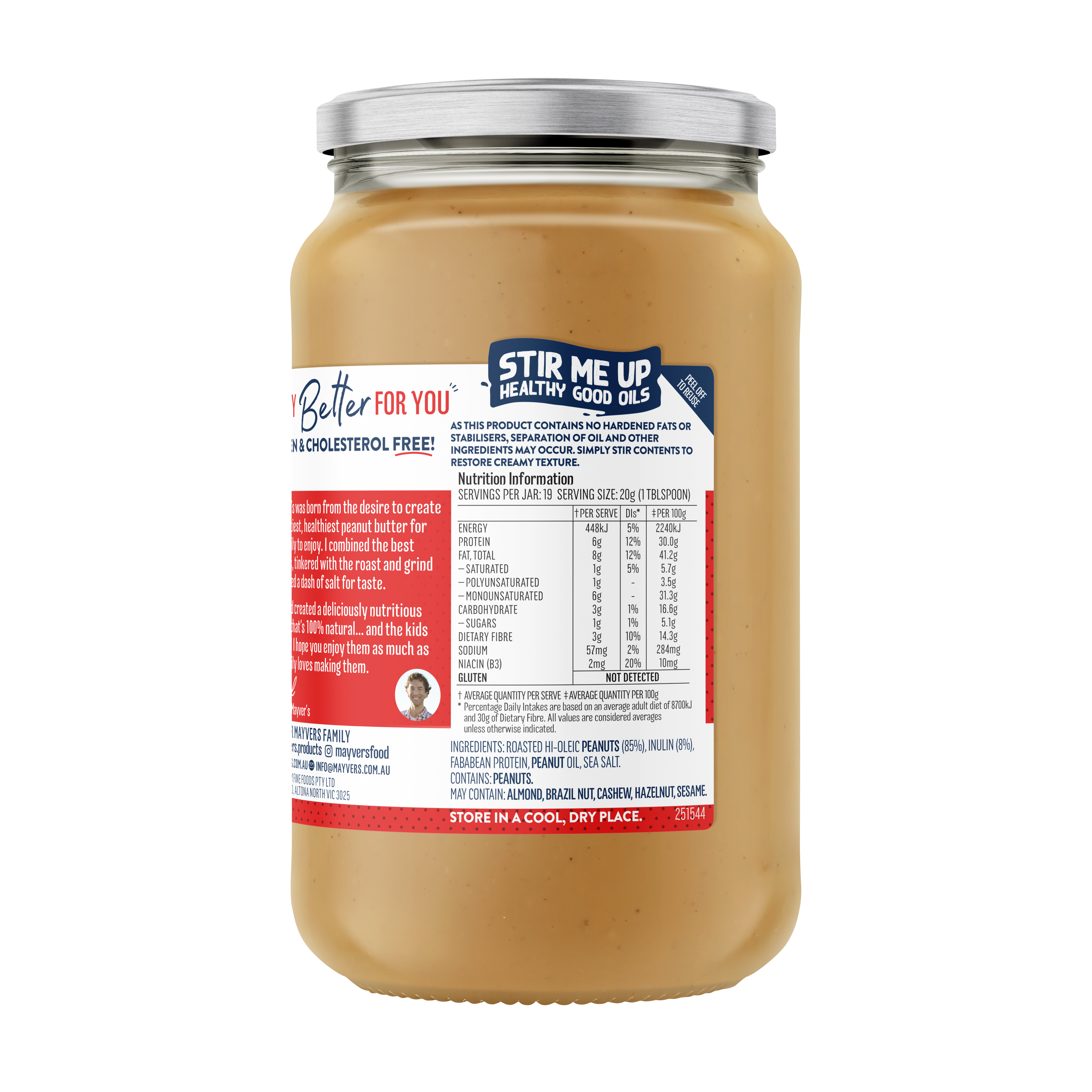 MAYVER'S PROTEIN FIBRE+ PEANUT BUTTER 375g