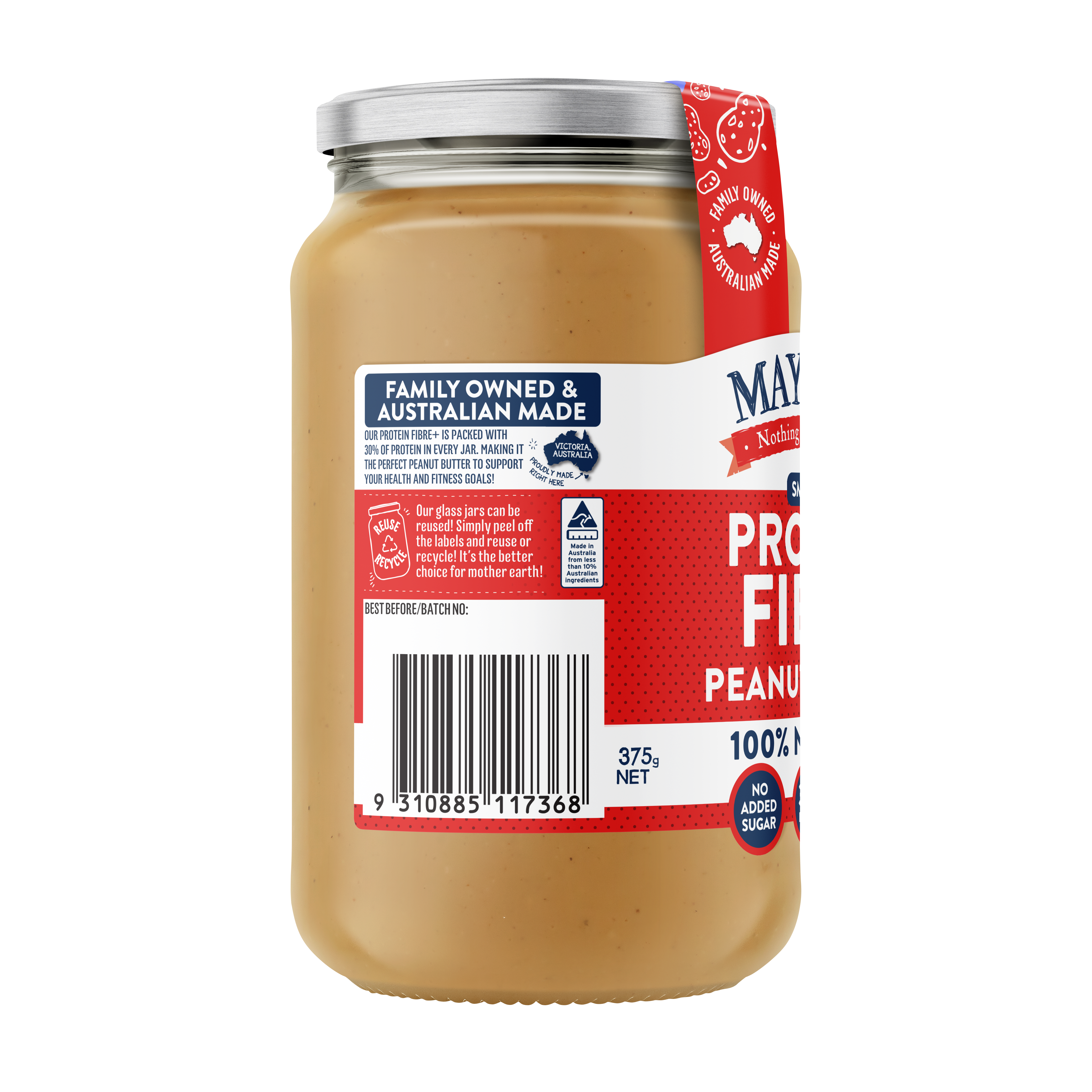 MAYVER'S PROTEIN FIBRE+ PEANUT BUTTER 375g