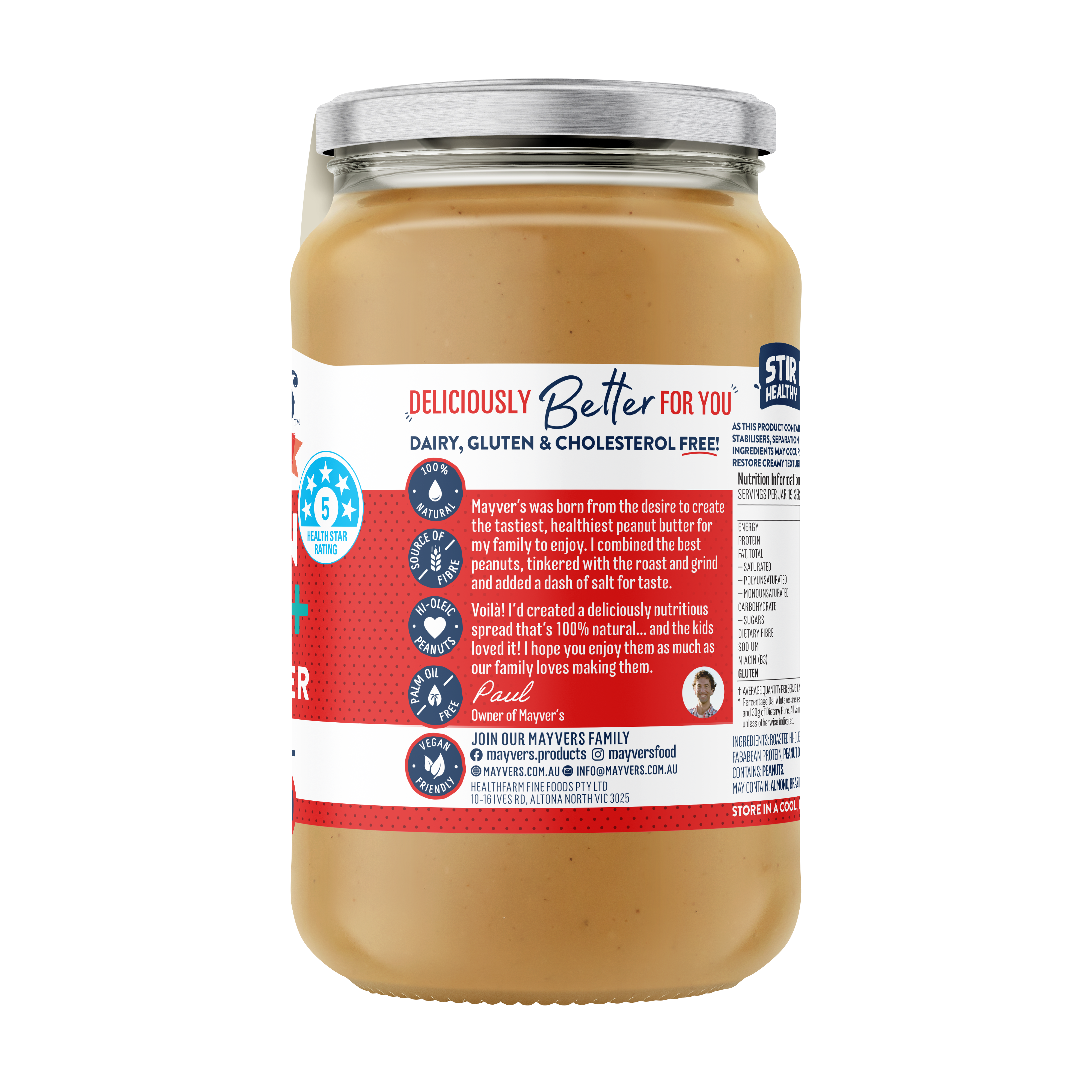 MAYVER'S PROTEIN FIBRE+ PEANUT BUTTER 375g