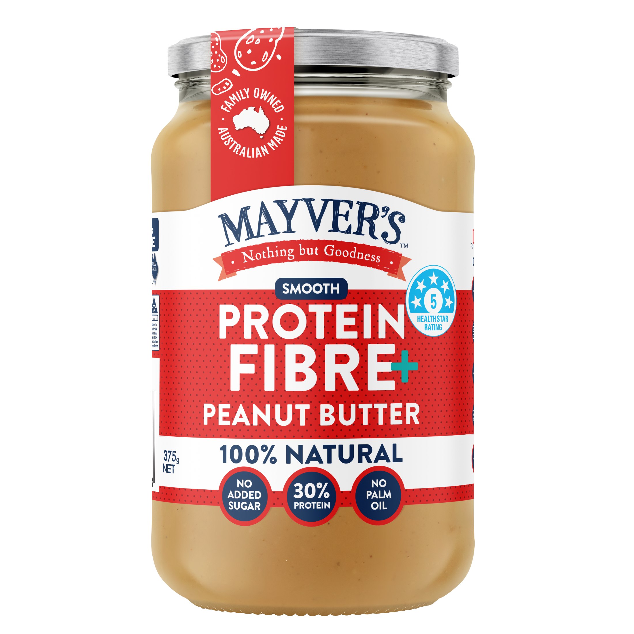 MAYVER'S PROTEIN FIBRE+ PEANUT BUTTER 375g