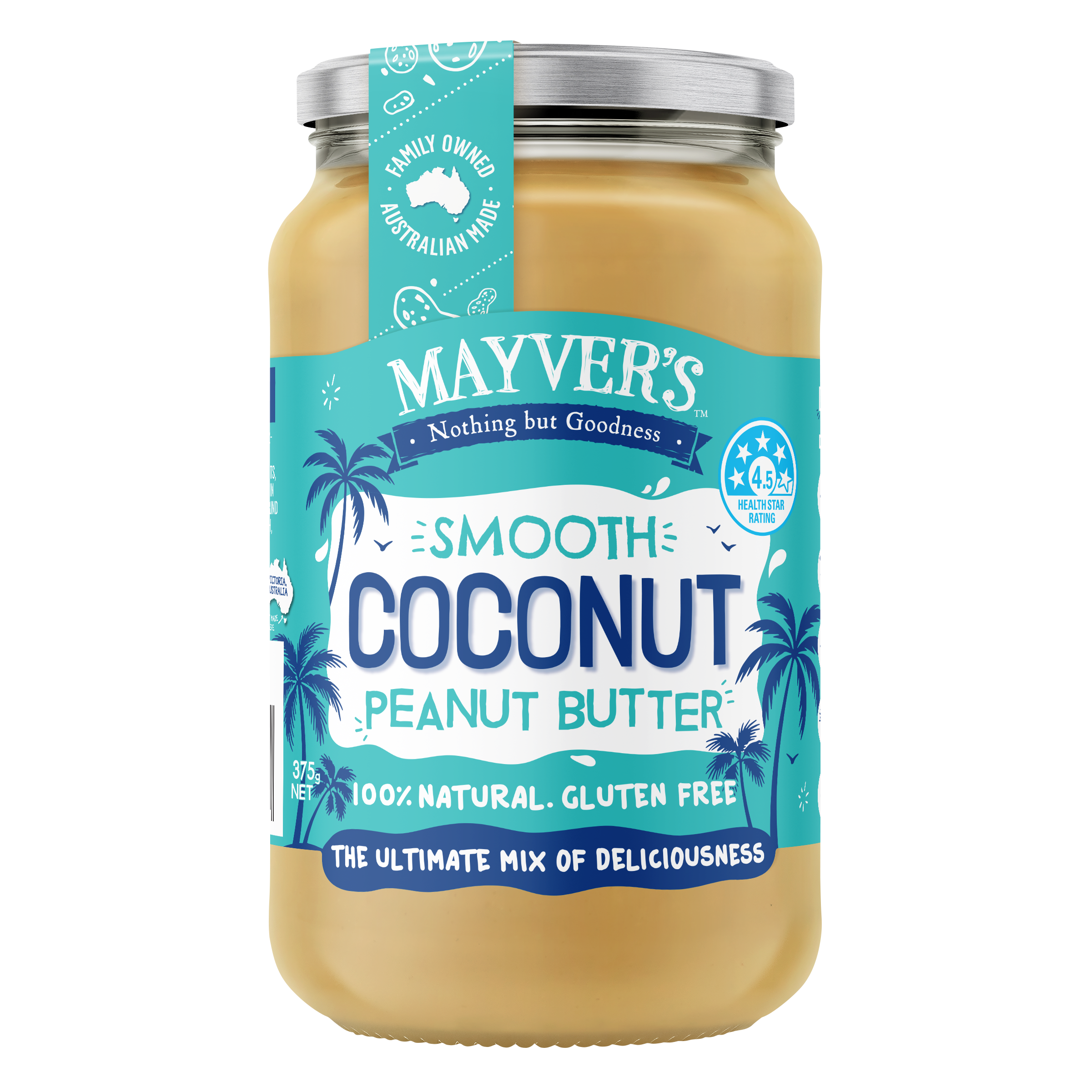 MAYVER'S NATURAL COCONUT PEANUT BUTTER 375g