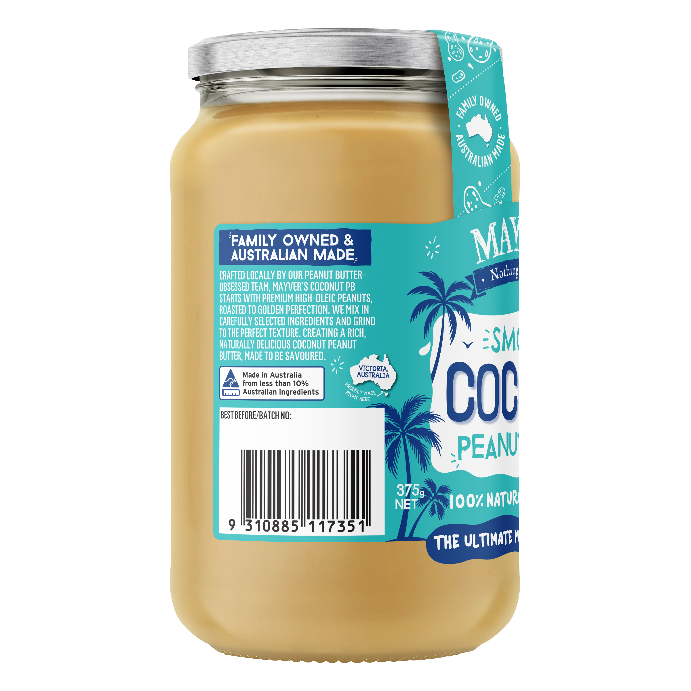 MAYVER'S NATURAL COCONUT PEANUT BUTTER 375g