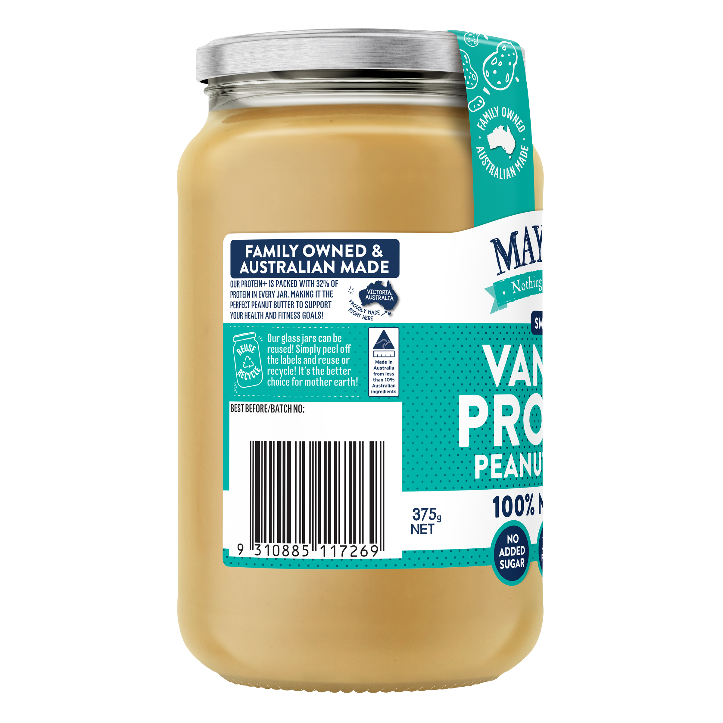 PROTEIN+ VANILLA SMOOTH PEANUT BUTTER 375g