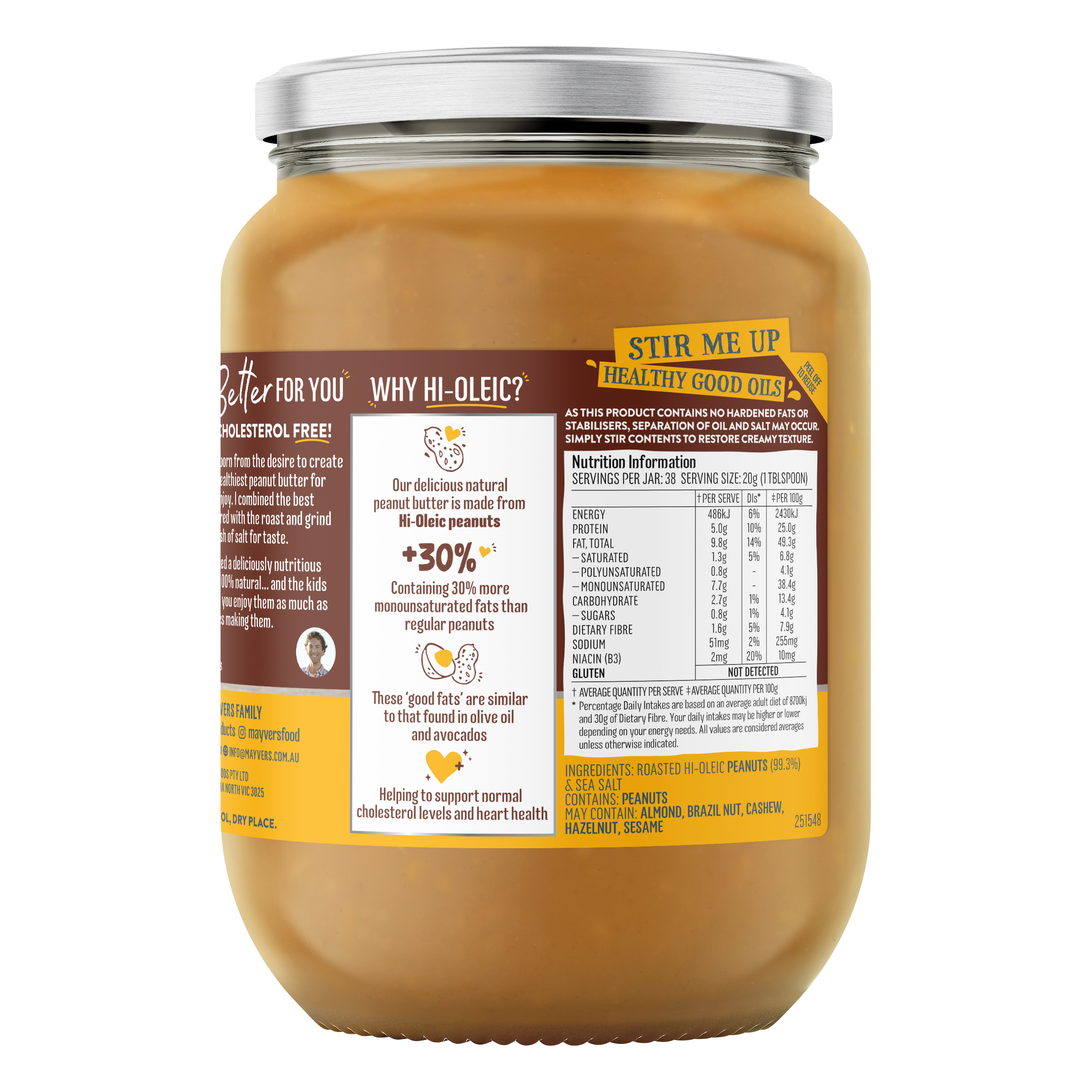 MAYVER'S DARK ROASTED SMOOTH PEANUT BUTTER VALUE JAR 750g