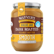 MAYVER'S DARK ROASTED SMOOTH PEANUT BUTTER VALUE JAR 750g