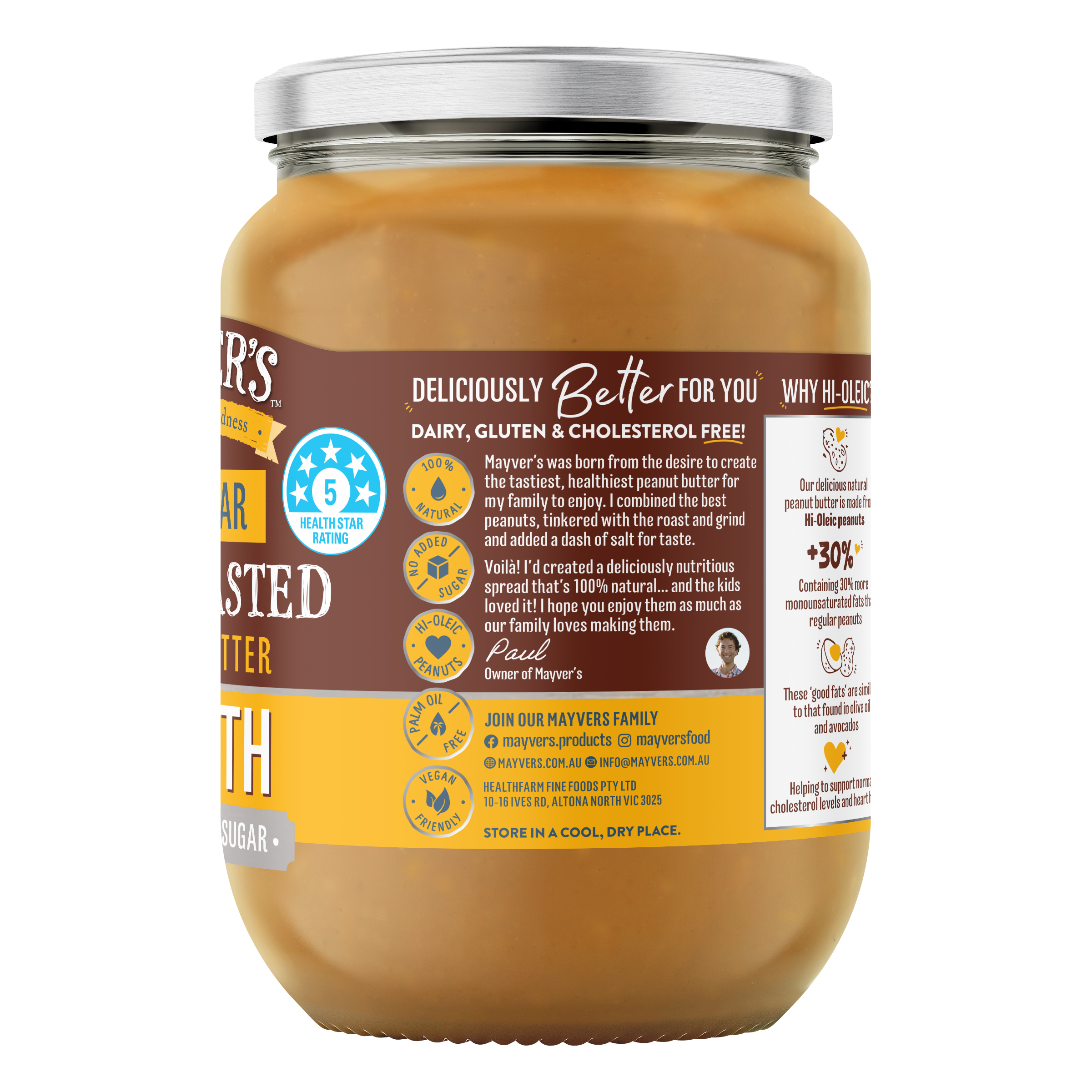 MAYVER'S DARK ROASTED SMOOTH PEANUT BUTTER VALUE JAR 750g