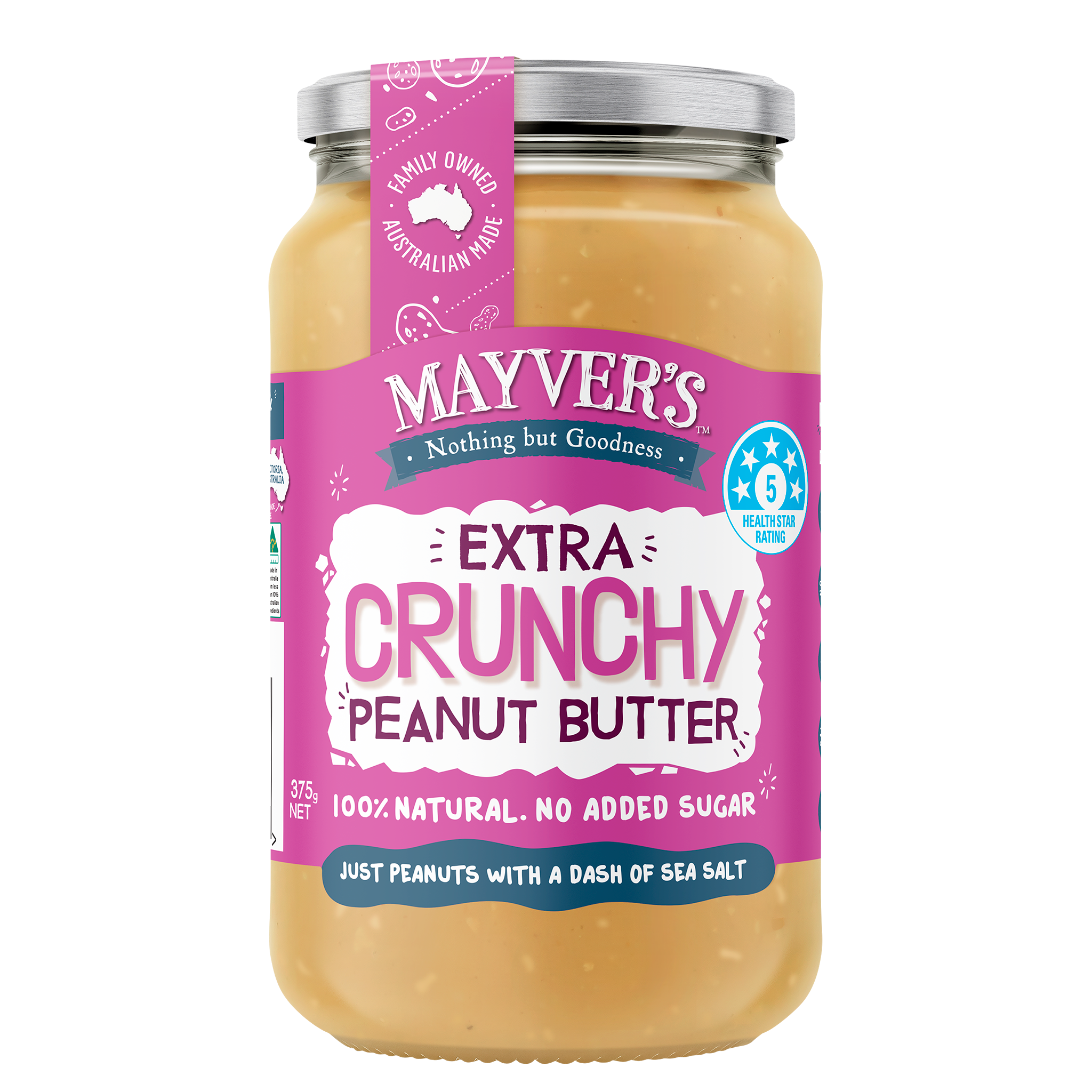 MAYVER'S EXTRA CRUNCHY PEANUT BUTTER 375g – Mayver's